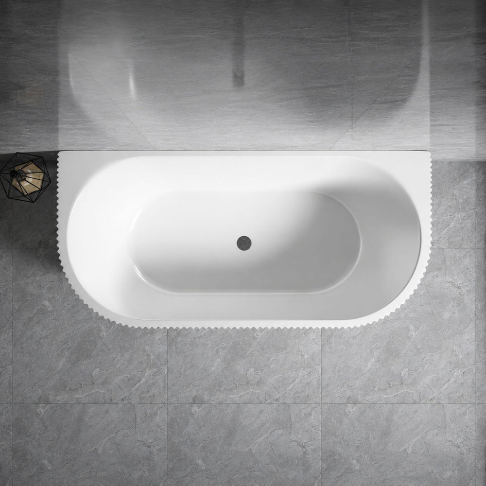 LUKKA BINGIE FLUTED SKIRT BACK TO WALL BATHTUB GLOSS WHITE (AVAILABLE IN 1500MM AND 1700MM)