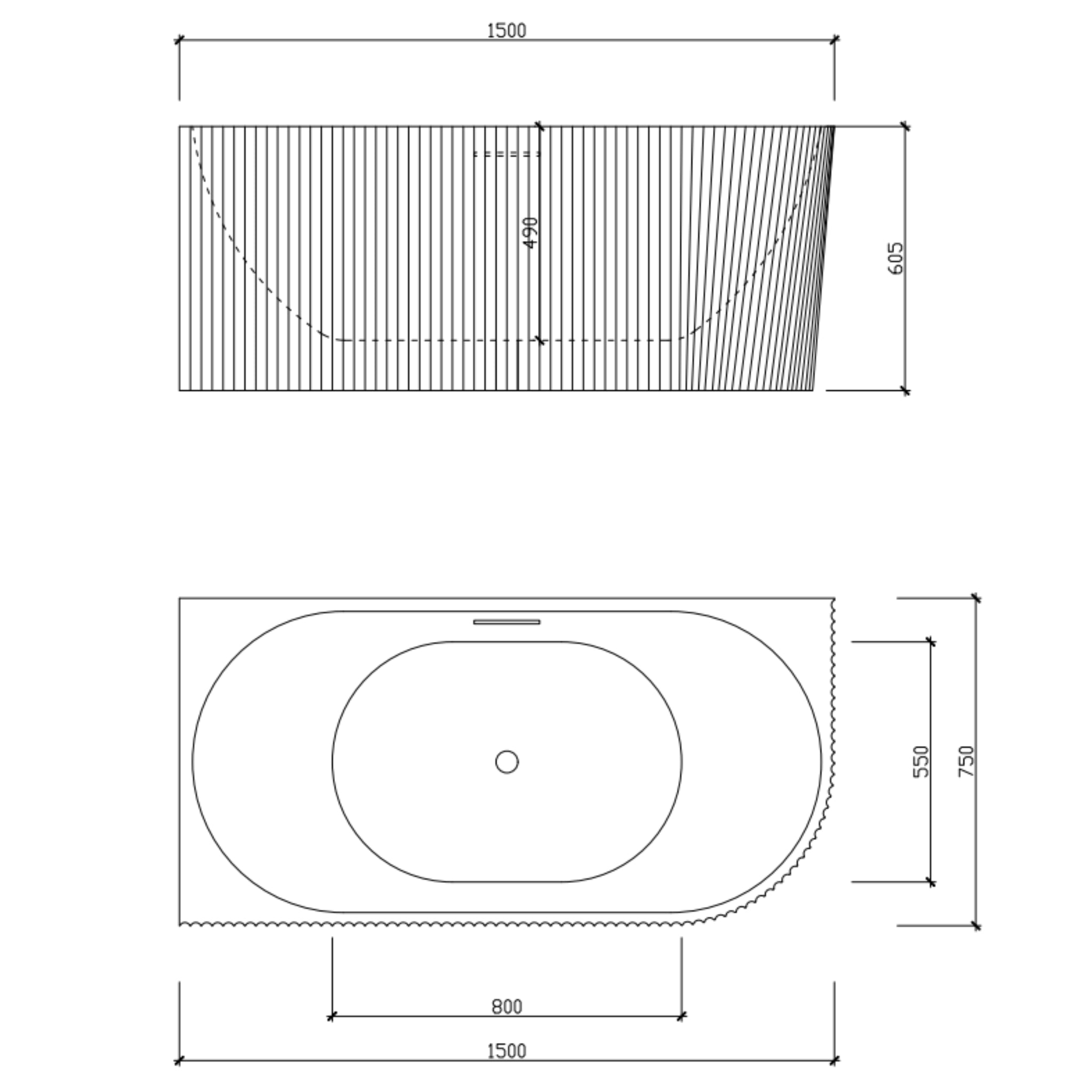 LUKKA BINGE FLUTED FREESTANDING LEFT CORNER BATHTUB MATTE WHITE (AVAILABLE IN 1500MM AND 1700MM)