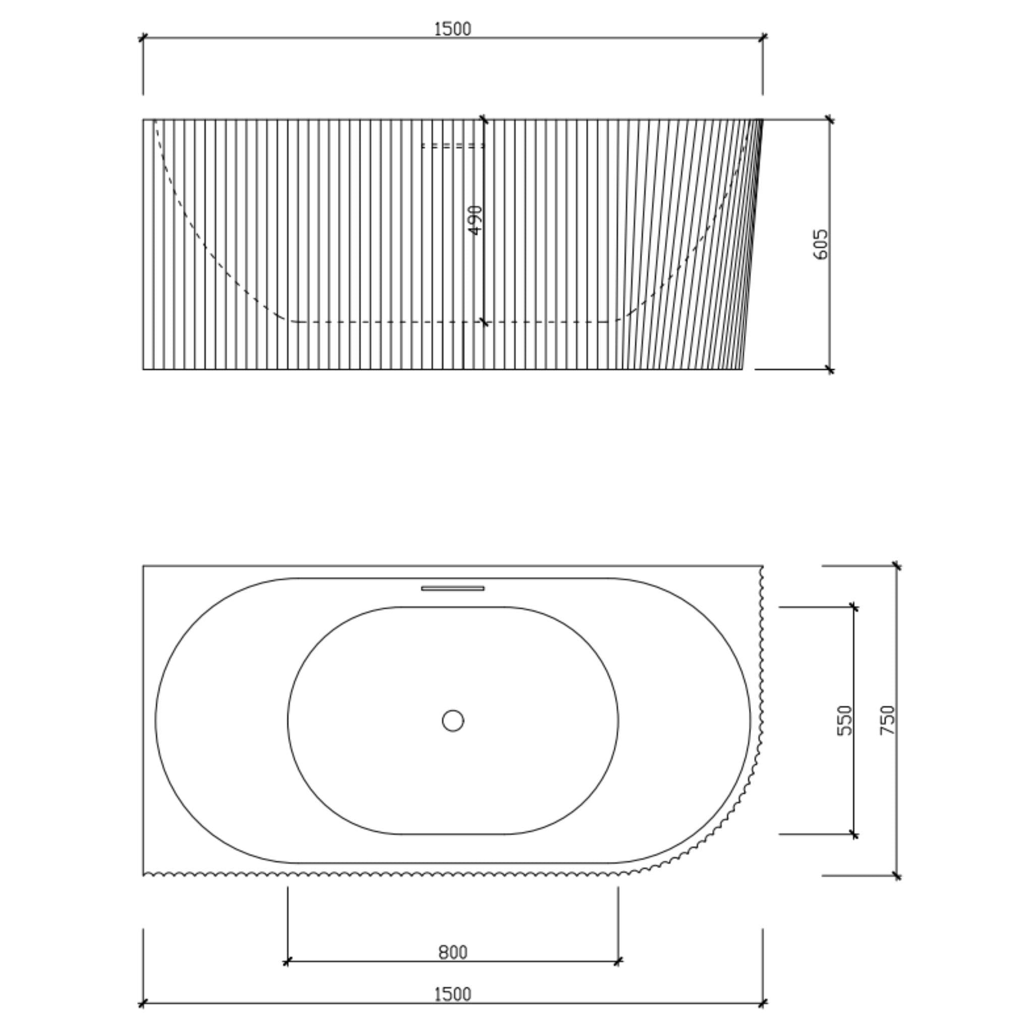 LUKKA BINGE FLUTED FREESTANDING LEFT CORNER BATHTUB OVERFLOW MATTE WHITE (AVAILABLE IN 1500MM AND 1700MM)