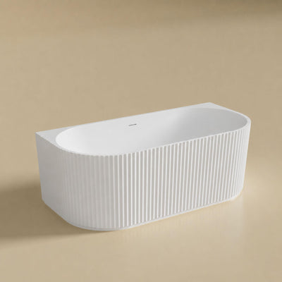 LUKKA BINGIE FLUTED SKIRT BACK TO WALL BATHTUB OVERFLOW MATTE WHITE (AVAILABLE IN 1500MM AND 1700MM)