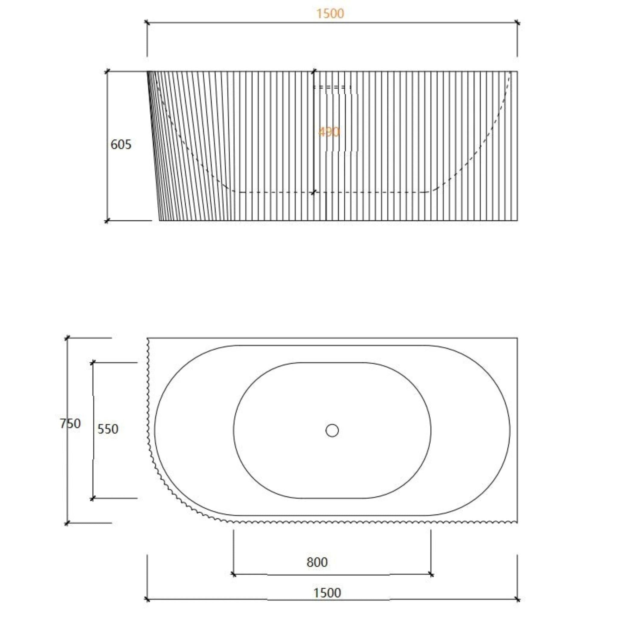 LUKKA BINGE FLUTED FREESTANDING RIGHT CORNER BATHTUB MATTE WHITE (AVAILABLE IN 1500MM AND 1700MM)