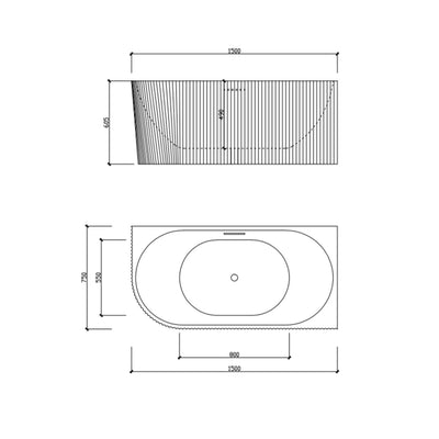 LUKKA BINGE FLUTED FREESTANDING RIGHT CORNER BATHTUB OVERFLOW MATTE WHITE (AVAILABLE IN 1500MM AND 1700MM)