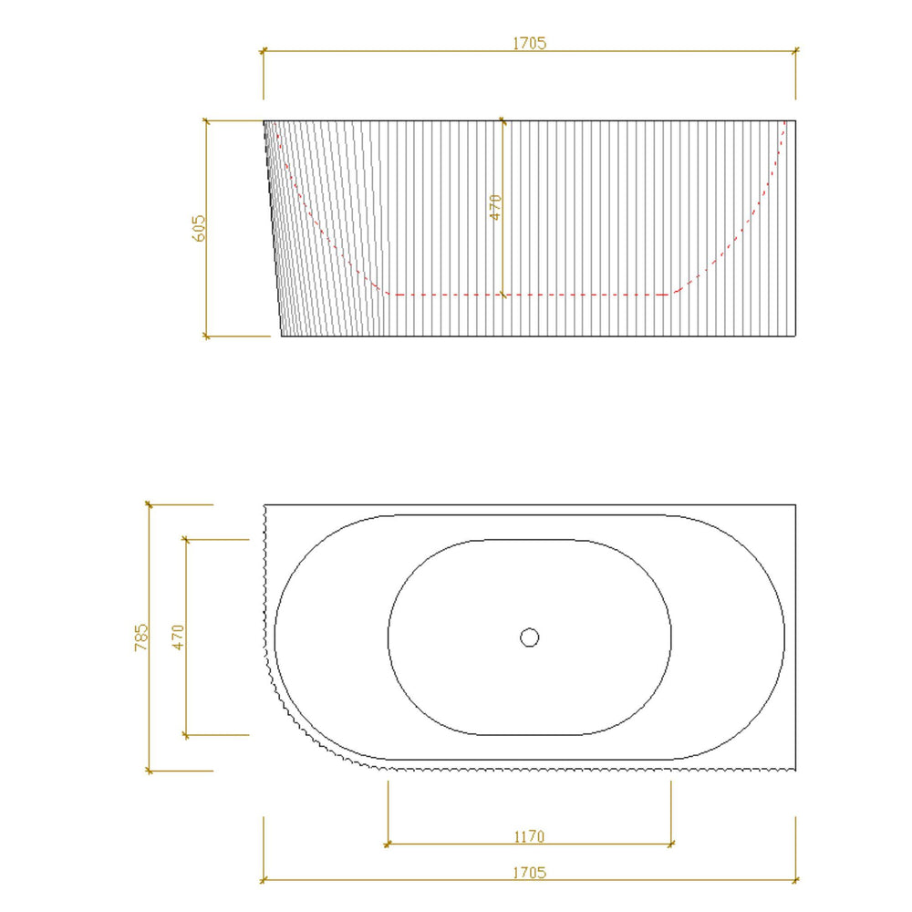 LUKKA BINGE FLUTED FREESTANDING RIGHT CORNER BATHTUB OVERFLOW GLOSS WHITE (AVAILABLE IN 1500MM AND 1700MM)