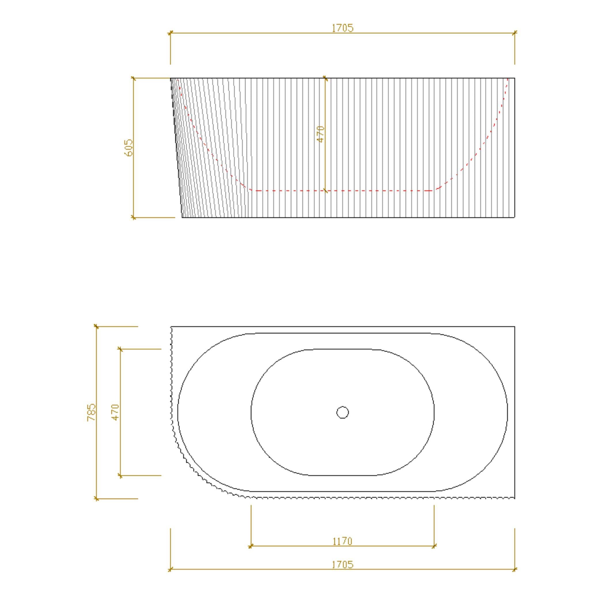 LUKKA BINGE FLUTED FREESTANDING RIGHT CORNER BATHTUB OVERFLOW GLOSS WHITE (AVAILABLE IN 1500MM AND 1700MM)