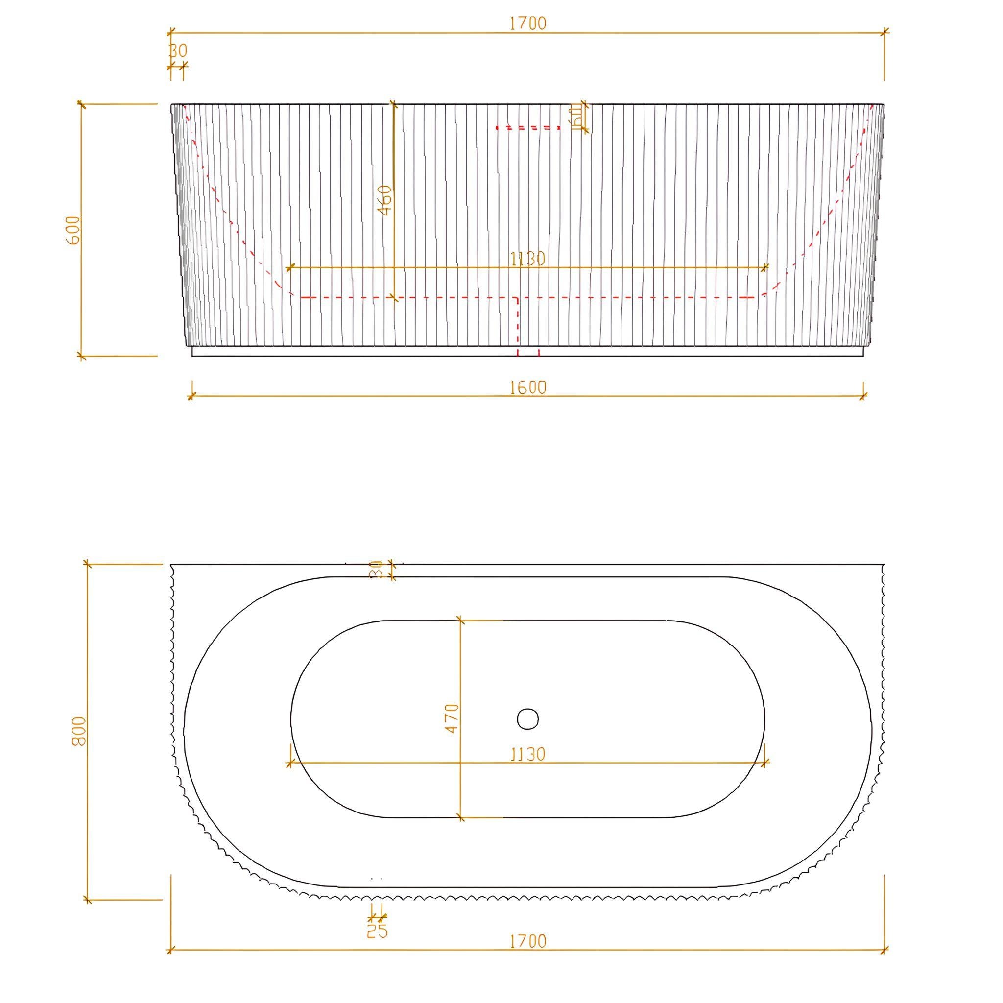 LUKKA BINGIE FLUTED SKIRT BACK TO WALL BATHTUB MATTE WHITE (AVAILABLE IN 1500MM AND 1700MM)