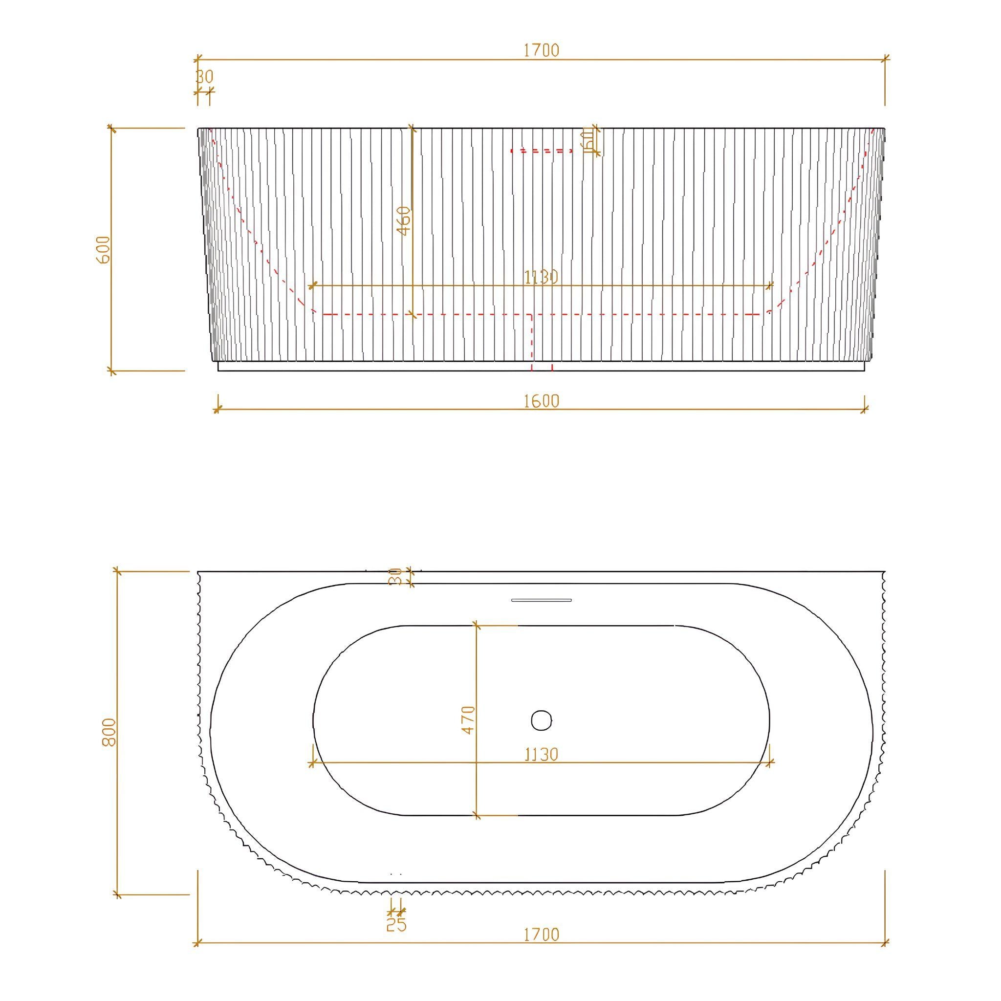 LUKKA BINGIE FLUTED SKIRT BACK TO WALL BATHTUB OVERFLOW MATTE WHITE (AVAILABLE IN 1500MM AND 1700MM)