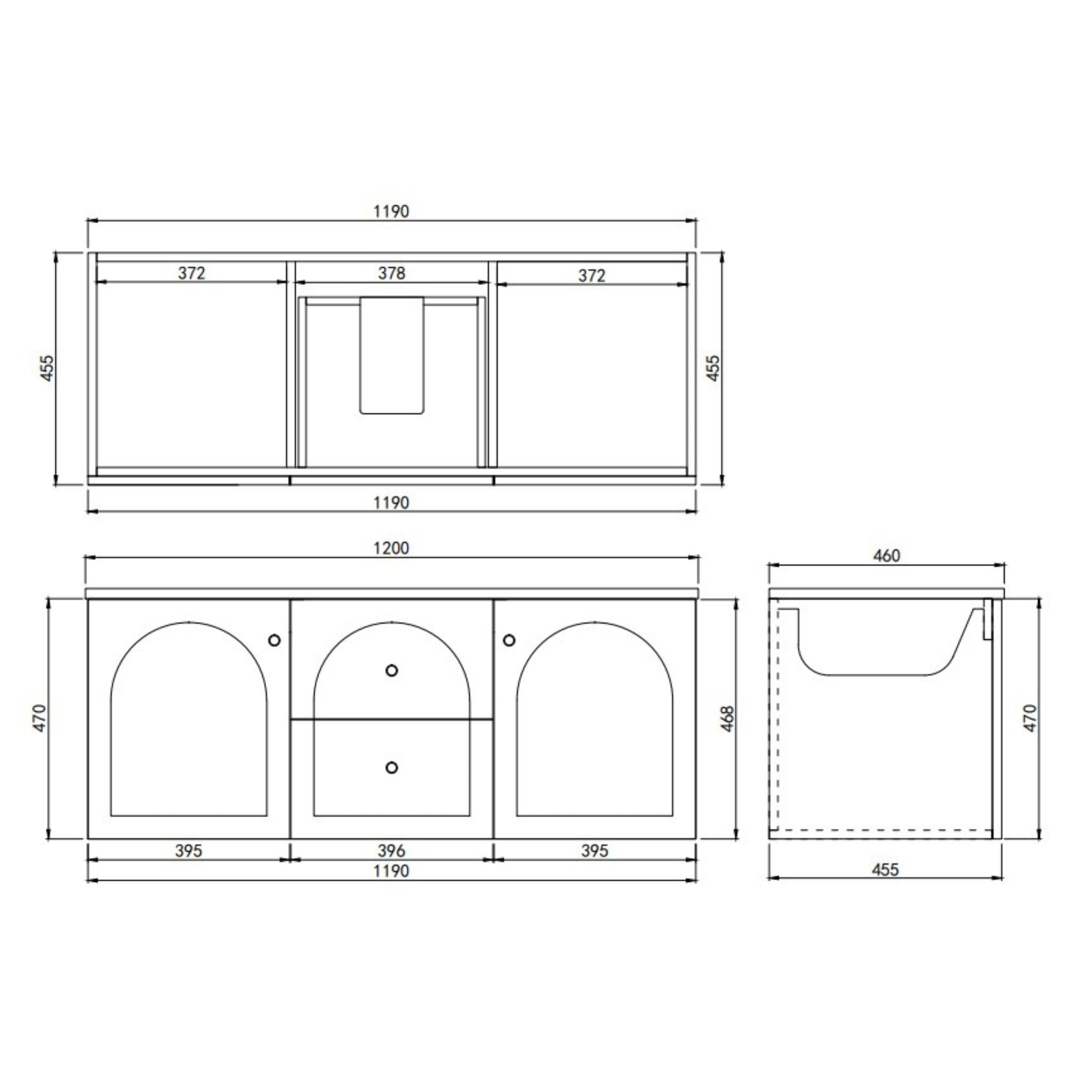 LUKKA CHESTER FEDERATION MATTE BLACK 1200MM SINGLE BOWL WALL HUNG VANITY