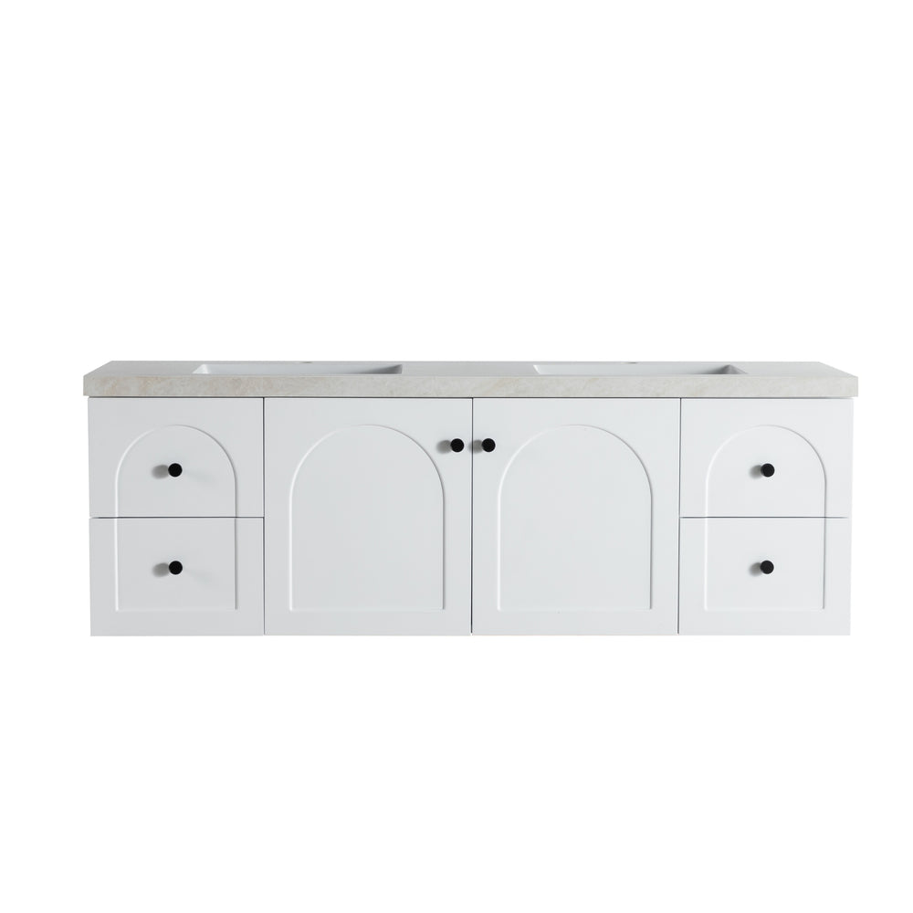 LUKKA CHESTER FEDERATION MATTE WHITE 1500MM DOUBLE BOWL WALL HUNG VANITY