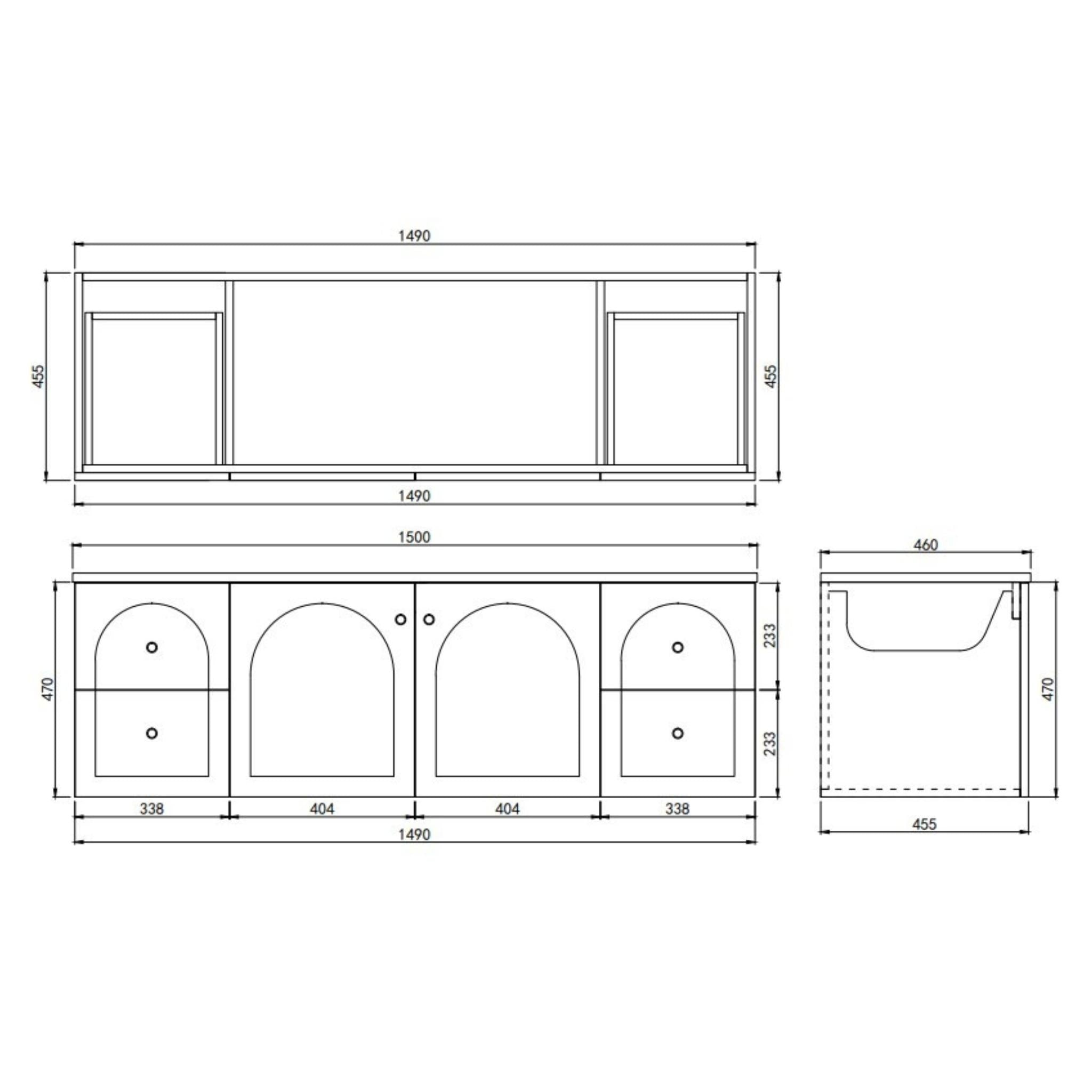 LUKKA CHESTER FEDERATION MATTE BLACK 1500MM DOUBLE BOWL WALL HUNG VANITY
