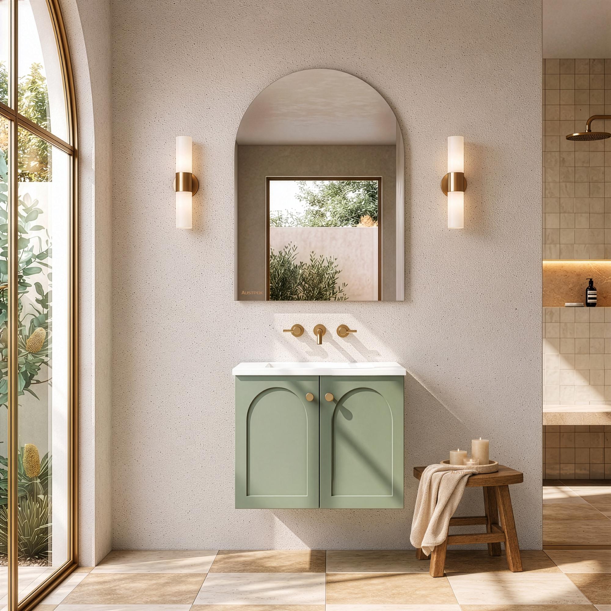 LUKKA CHESTER FEDERATION OLIVE GREEN 600MM SINGLE BOWL WALL HUNG VANITY