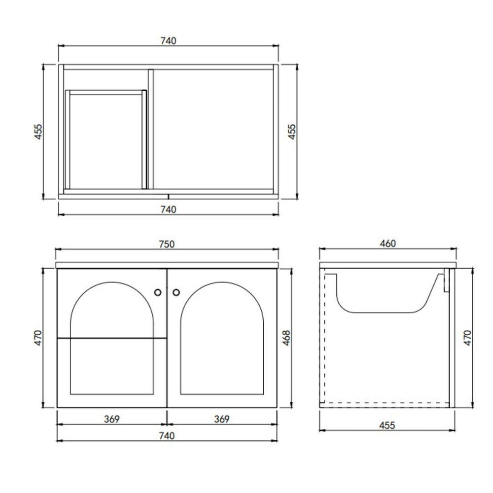 LUKKA CHESTER FEDERATION MATTE GREY 750MM SINGLE BOWL WALL HUNG VANITY (AVAILABLE IN LEFT HAND DRAWER AND RIGHT HAND DRAWER)