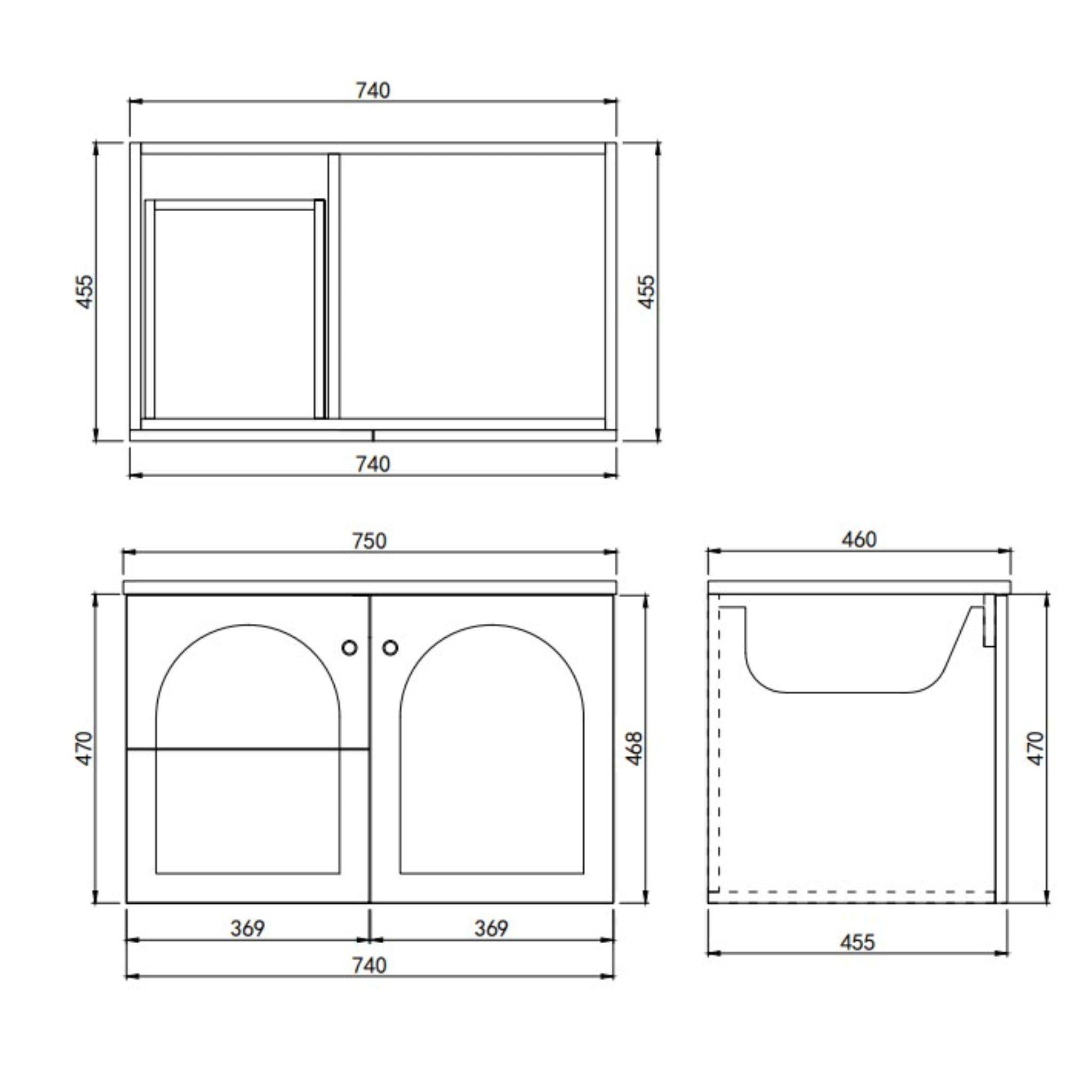 LUKKA CHESTER FEDERATION MATTE GREY 750MM SINGLE BOWL WALL HUNG VANITY (AVAILABLE IN LEFT HAND DRAWER AND RIGHT HAND DRAWER)