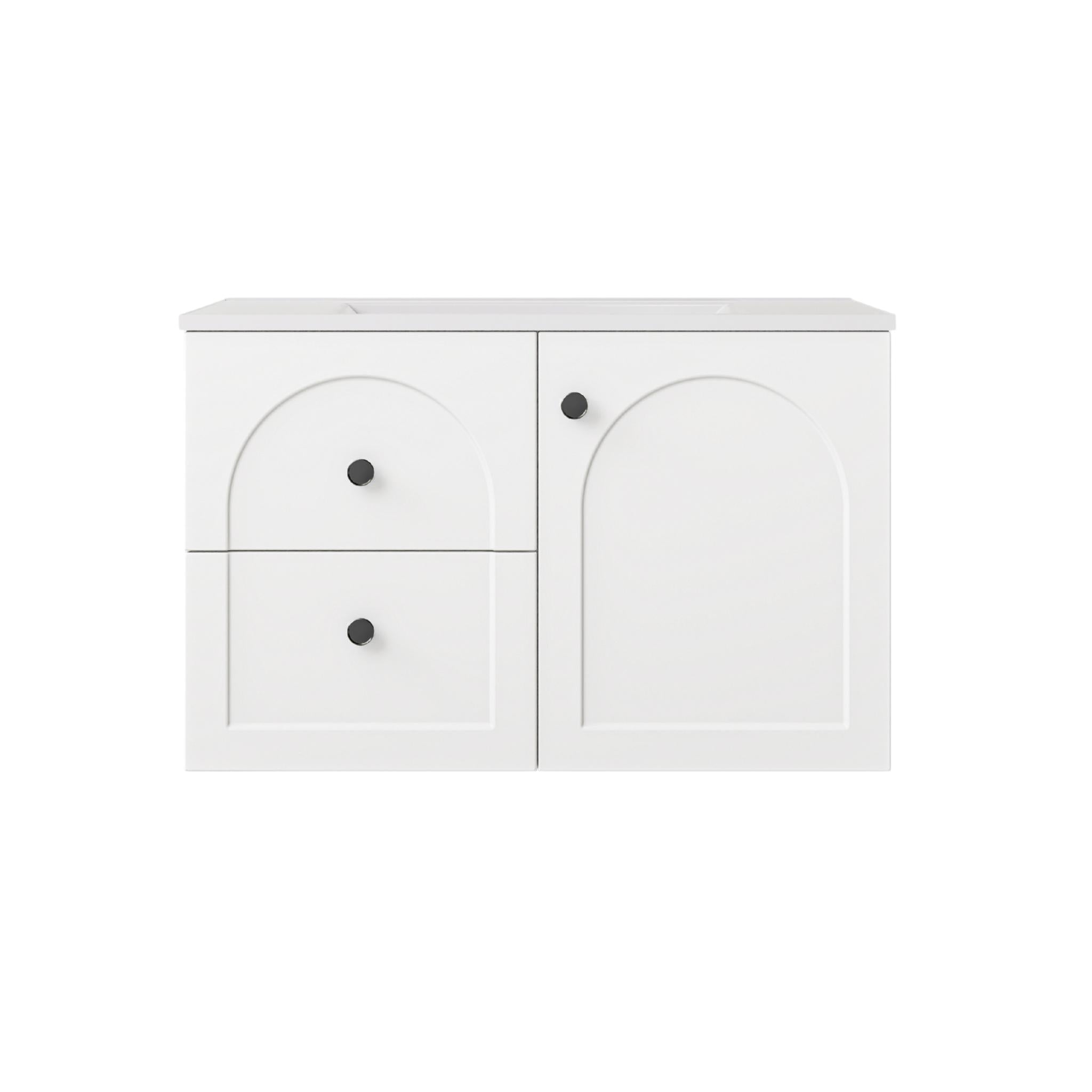 LUKKA CHESTER FEDERATION MATTE WHITE 750MM SINGLE BOWL WALL HUNG VANITY (AVAILABLE IN LEFT HAND DRAWER AND RIGHT HAND DRAWER)
