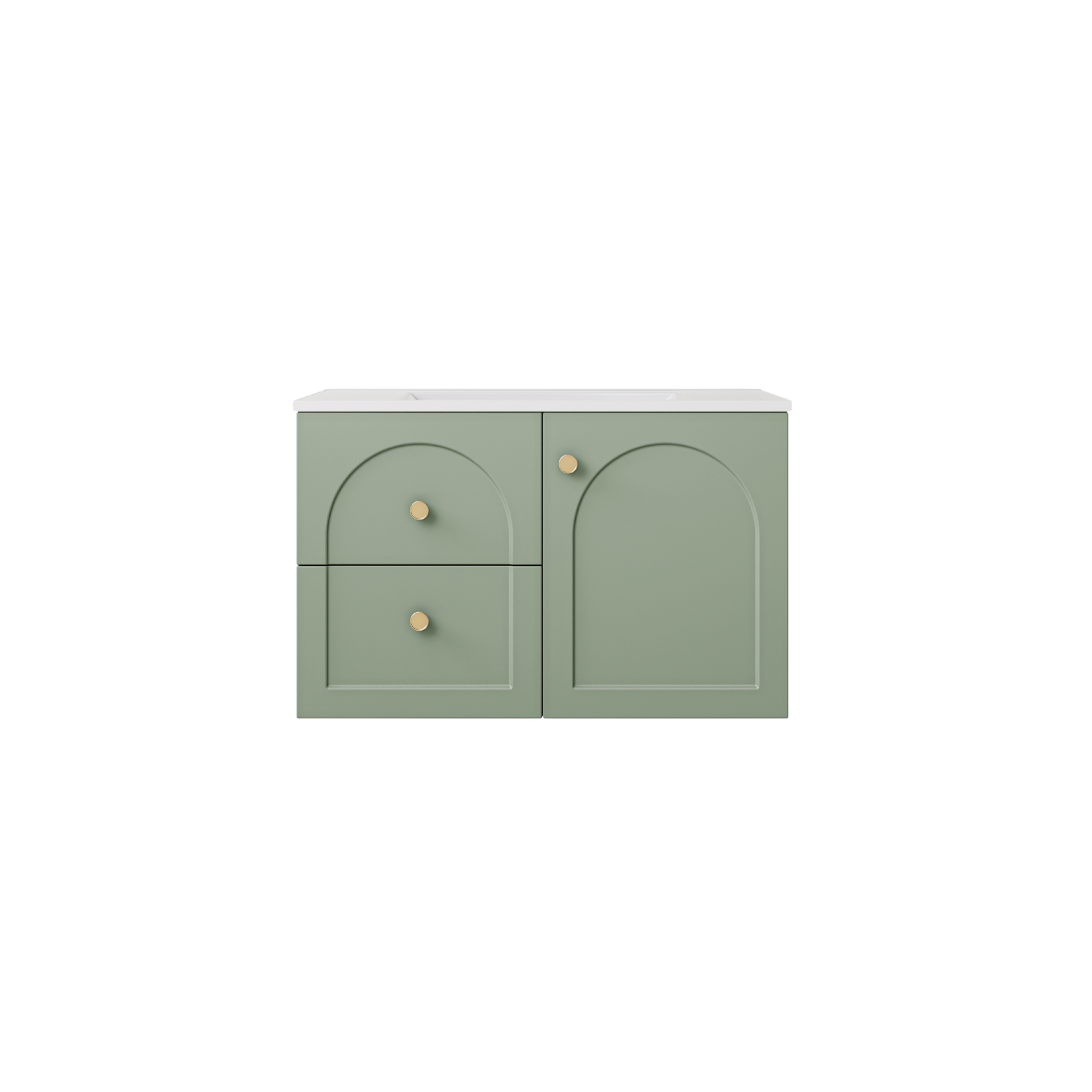 LUKKA CHESTER FEDERATION OLIVE GREEN 750MM SINGLE BOWL WALL HUNG VANITY (AVAILABLE IN LEFT HAND DRAWER AND RIGHT HAND DRAWER)
