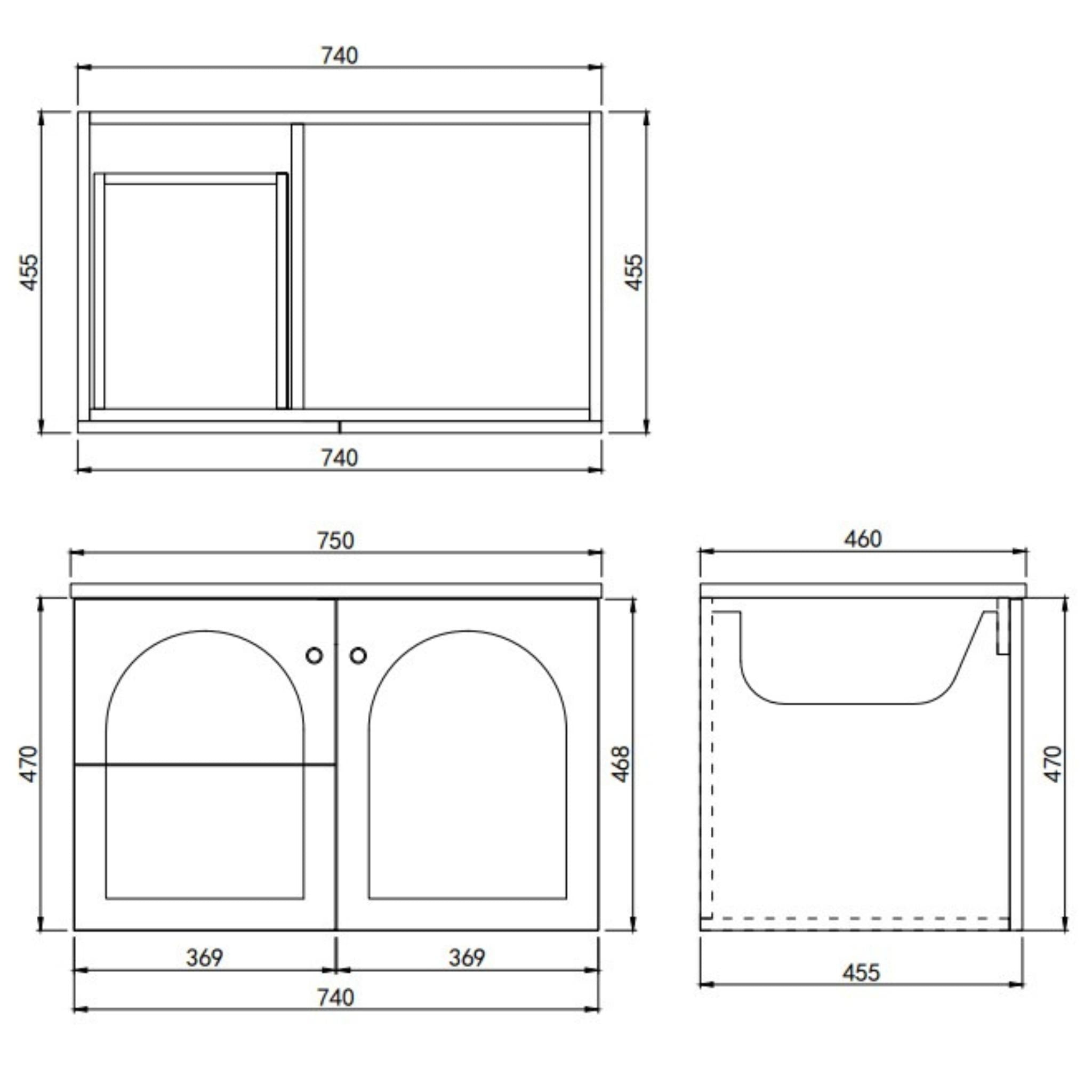 LUKKA CHESTER FEDERATION MATTE BLACK 750MM SINGLE BOWL WALL HUNG VANITY (AVAILABLE IN LEFT HAND DRAWER AND RIGHT HAND DRAWER)