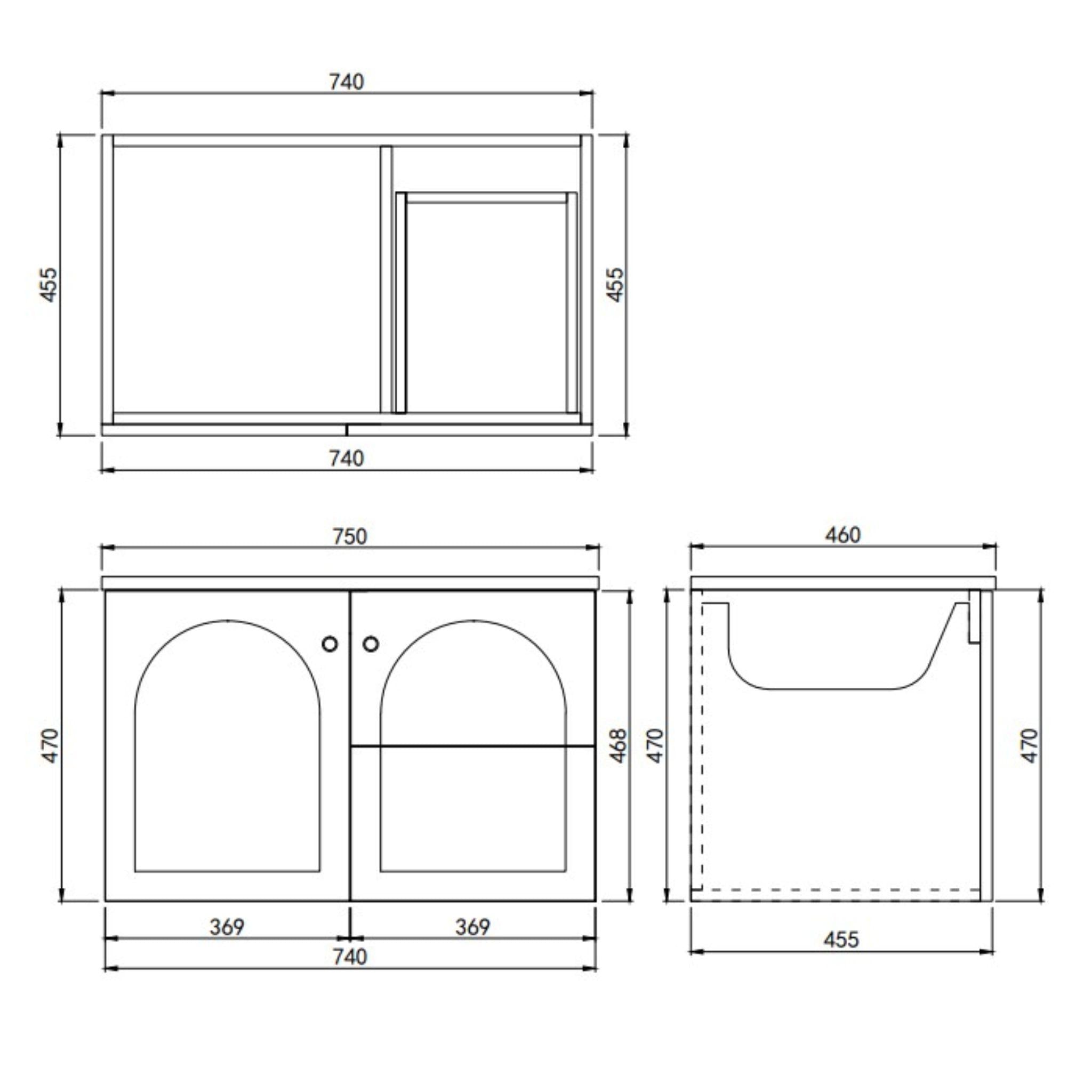 LUKKA CHESTER FEDERATION MATTE GREY 750MM SINGLE BOWL WALL HUNG VANITY (AVAILABLE IN LEFT HAND DRAWER AND RIGHT HAND DRAWER)