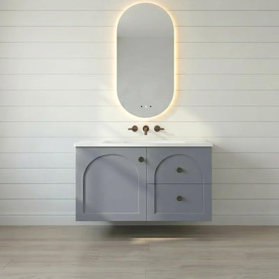 LUKKA CHESTER FEDERATION MATTE GREY 750MM SINGLE BOWL WALL HUNG VANITY (AVAILABLE IN LEFT HAND DRAWER AND RIGHT HAND DRAWER)