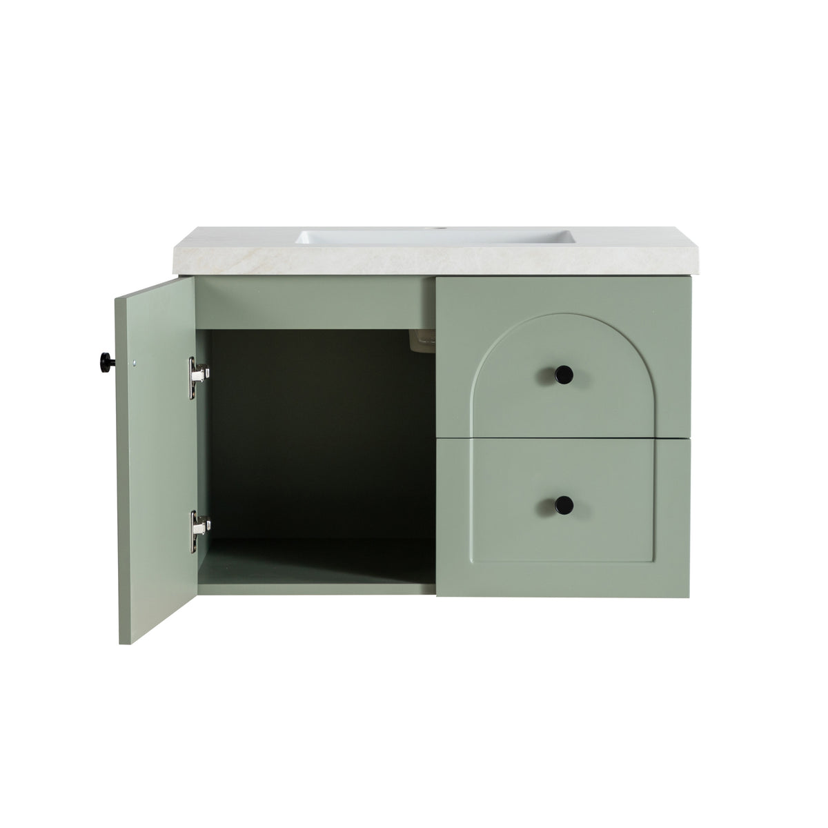 LUKKA CHESTER FEDERATION OLIVE GREEN 750MM SINGLE BOWL WALL HUNG VANITY (AVAILABLE IN LEFT HAND DRAWER AND RIGHT HAND DRAWER)