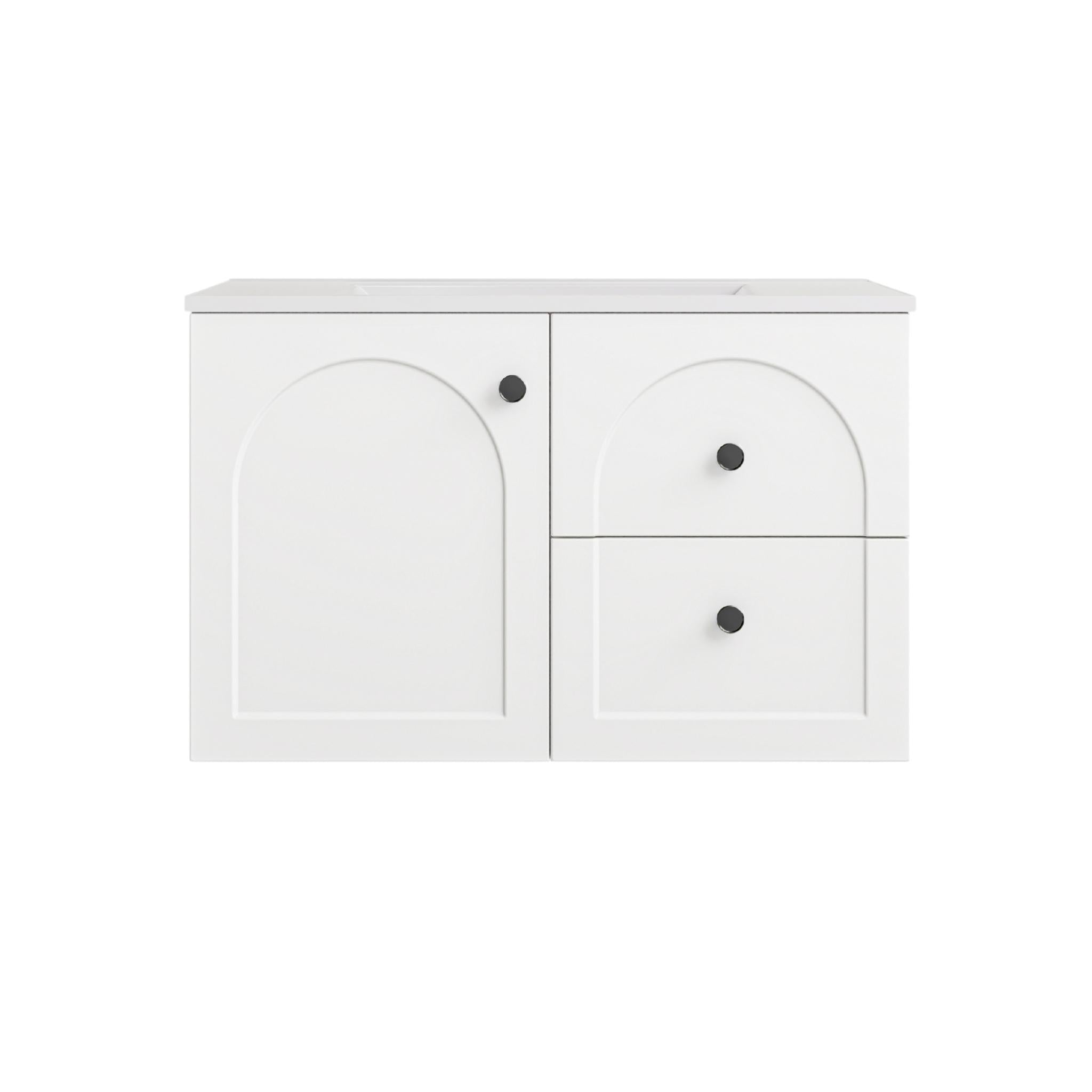 LUKKA CHESTER FEDERATION MATTE WHITE 750MM SINGLE BOWL WALL HUNG VANITY (AVAILABLE IN LEFT HAND DRAWER AND RIGHT HAND DRAWER)