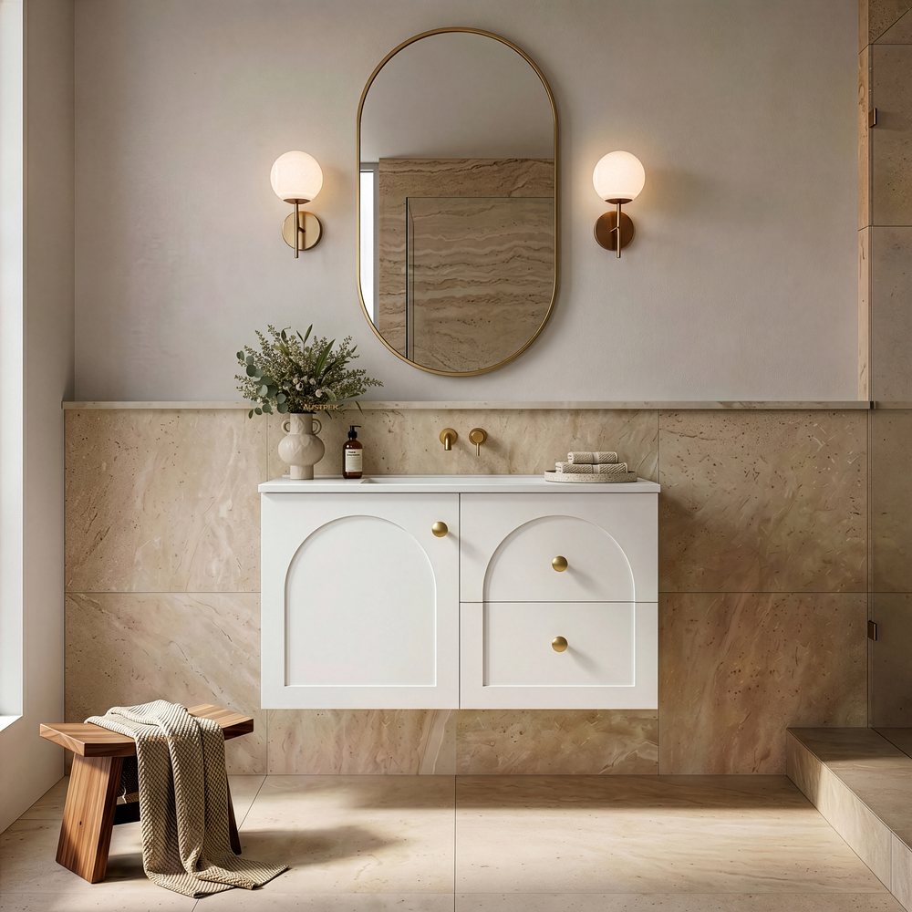 LUKKA CHESTER FEDERATION MATTE WHITE 750MM SINGLE BOWL WALL HUNG VANITY (AVAILABLE IN LEFT HAND DRAWER AND RIGHT HAND DRAWER)