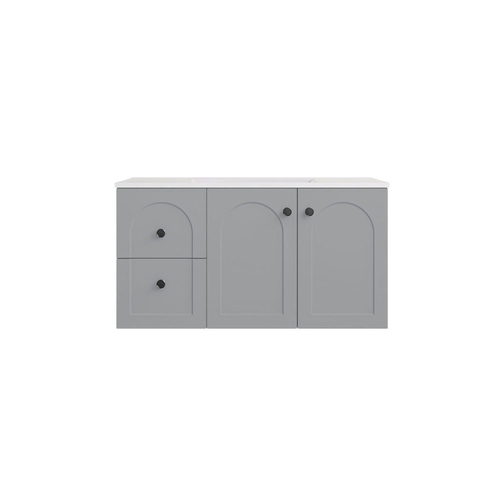 LUKKA CHESTER FEDERATION MATTE GREY 900MM SINGLE BOWL WALL HUNG VANITY (AVAILABLE IN LEFT HAND DRAWER AND RIGHT HAND DRAWER)