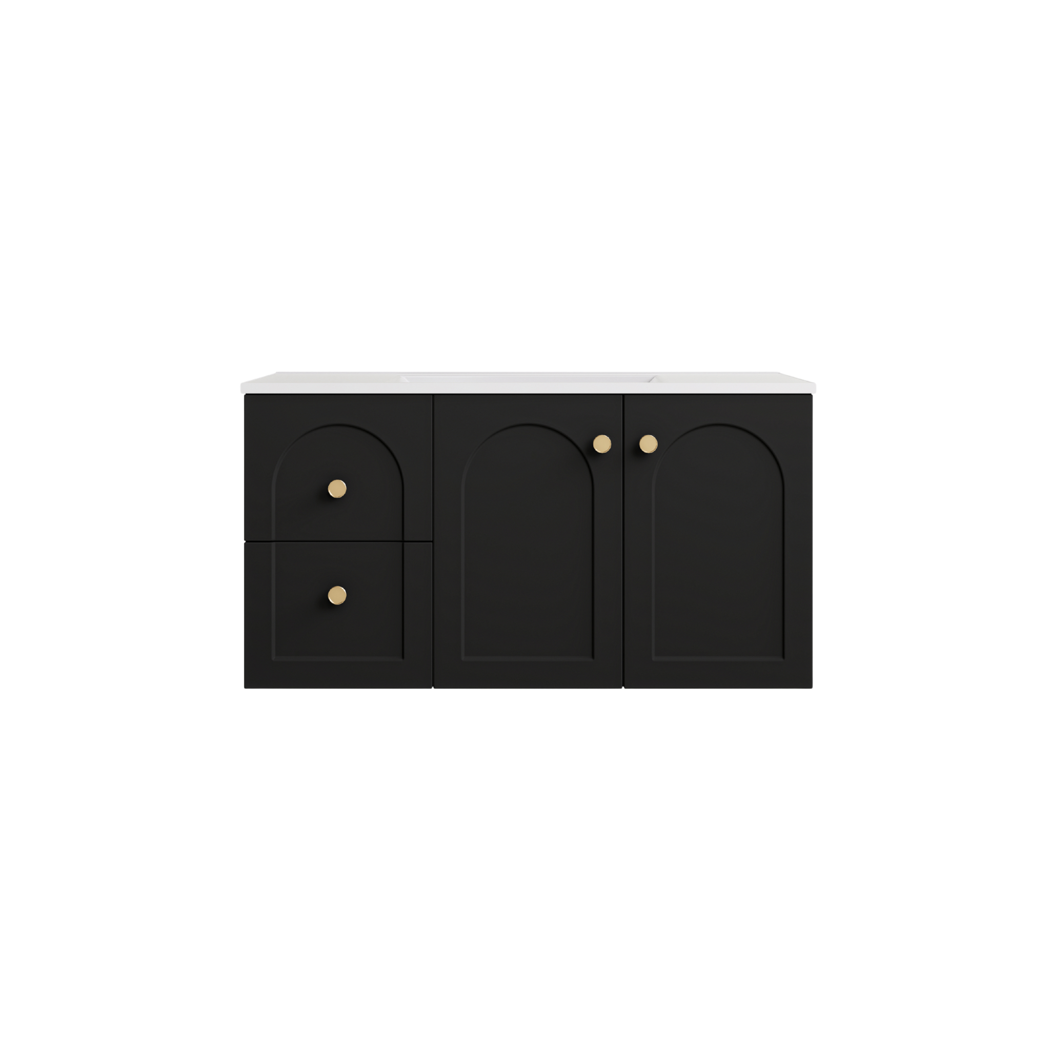 LUKKA CHESTER FEDERATION MATTE BLACK 900MM SINGLE BOWL WALL HUNG VANITY (AVAILABLE IN LEFT HAND DRAWER AND RIGHT HAND DRAWER)