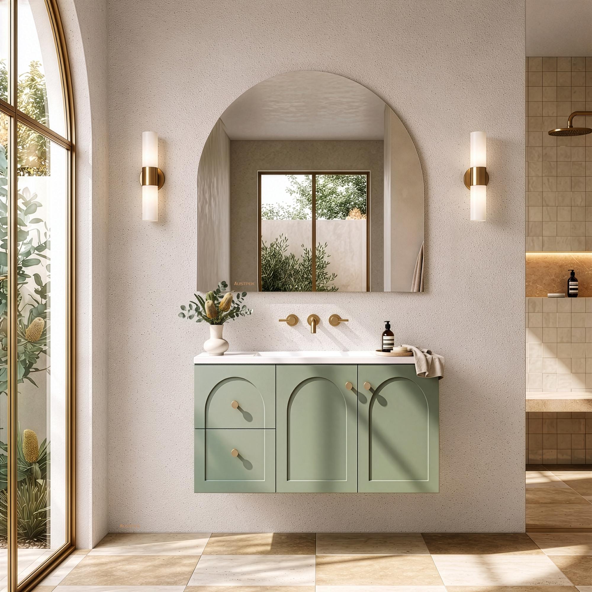 LUKKA CHESTER FEDERATION OLIVE GREEN 900MM SINGLE BOWL WALL HUNG VANITY (AVAILABLE IN LEFT HAND DRAWER AND RIGHT HAND DRAWER)