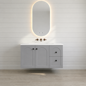 LUKKA CHESTER FEDERATION MATTE GREY 900MM SINGLE BOWL WALL HUNG VANITY (AVAILABLE IN LEFT HAND DRAWER AND RIGHT HAND DRAWER)