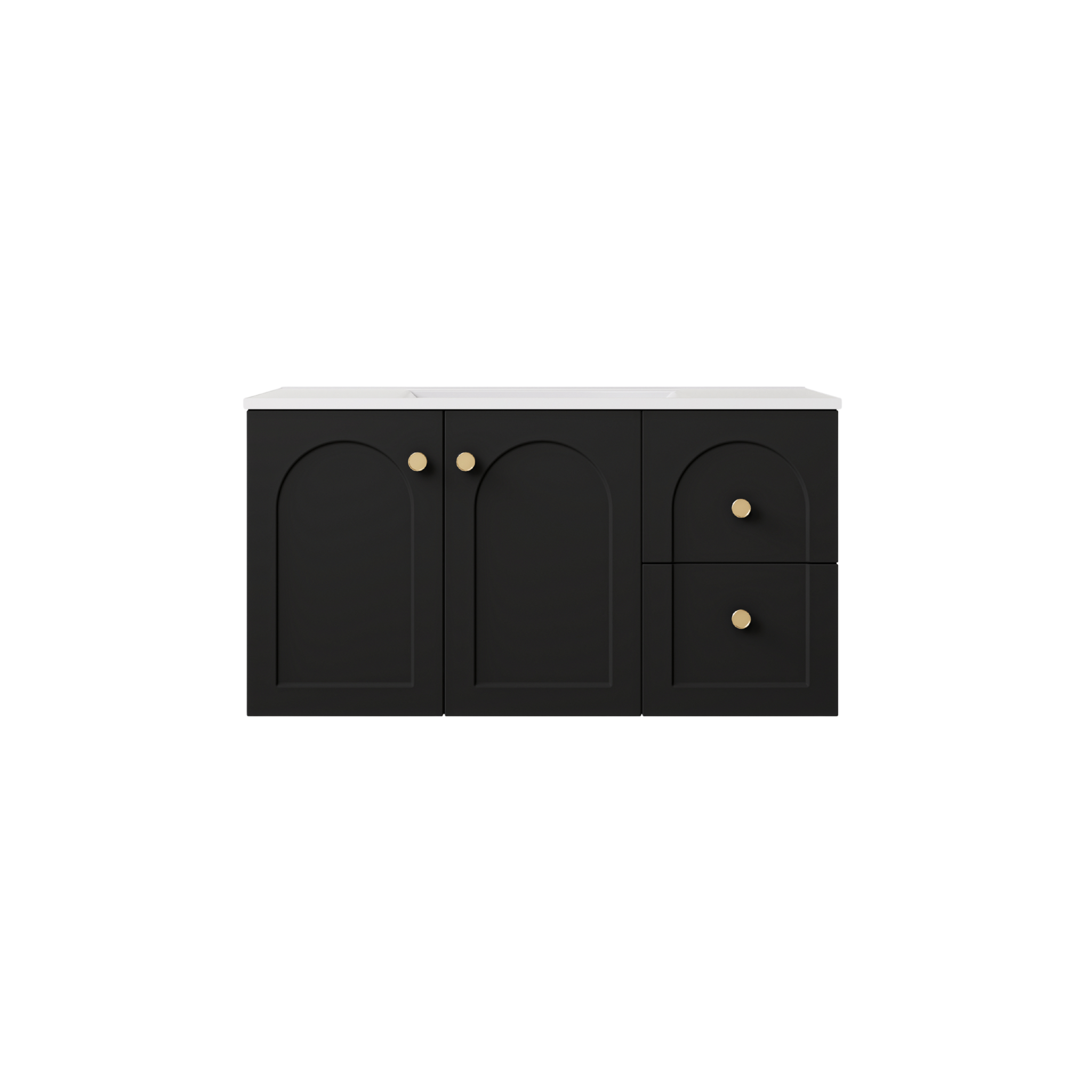 LUKKA CHESTER FEDERATION MATTE BLACK 900MM SINGLE BOWL WALL HUNG VANITY (AVAILABLE IN LEFT HAND DRAWER AND RIGHT HAND DRAWER)
