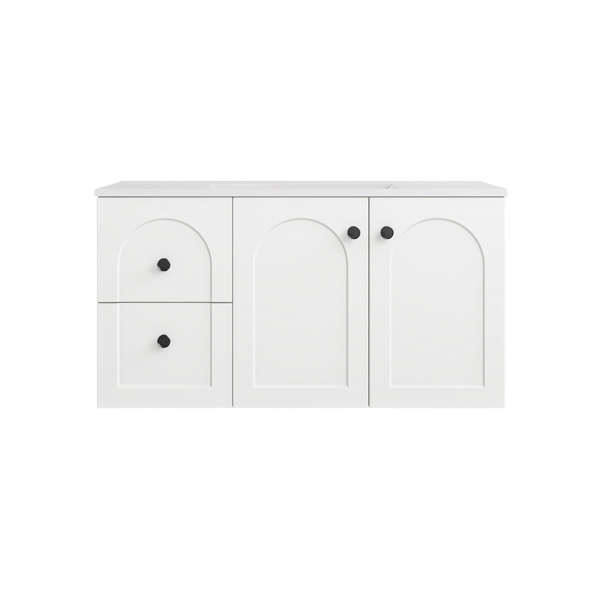 LUKKA CHESTER FEDERATION MATTE WHITE 900MM SINGLE BOWL WALL HUNG VANITY (AVAILABLE IN LEFT HAND DRAWER AND RIGHT HAND DRAWER)