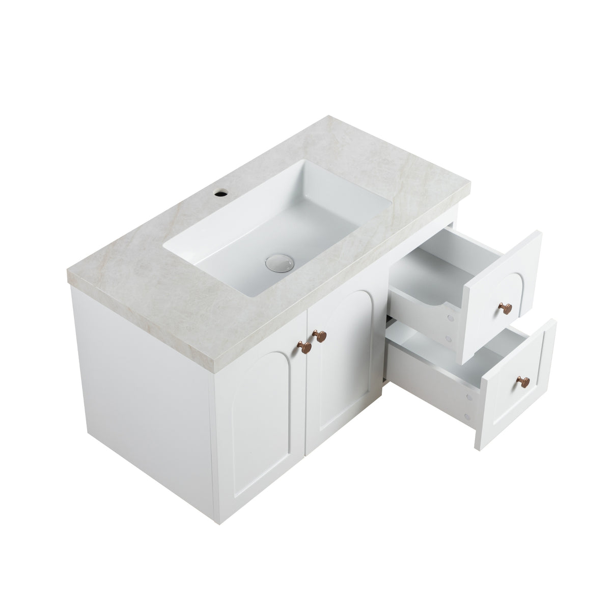 LUKKA CHESTER FEDERATION MATTE WHITE 900MM SINGLE BOWL WALL HUNG VANITY (AVAILABLE IN LEFT HAND DRAWER AND RIGHT HAND DRAWER)