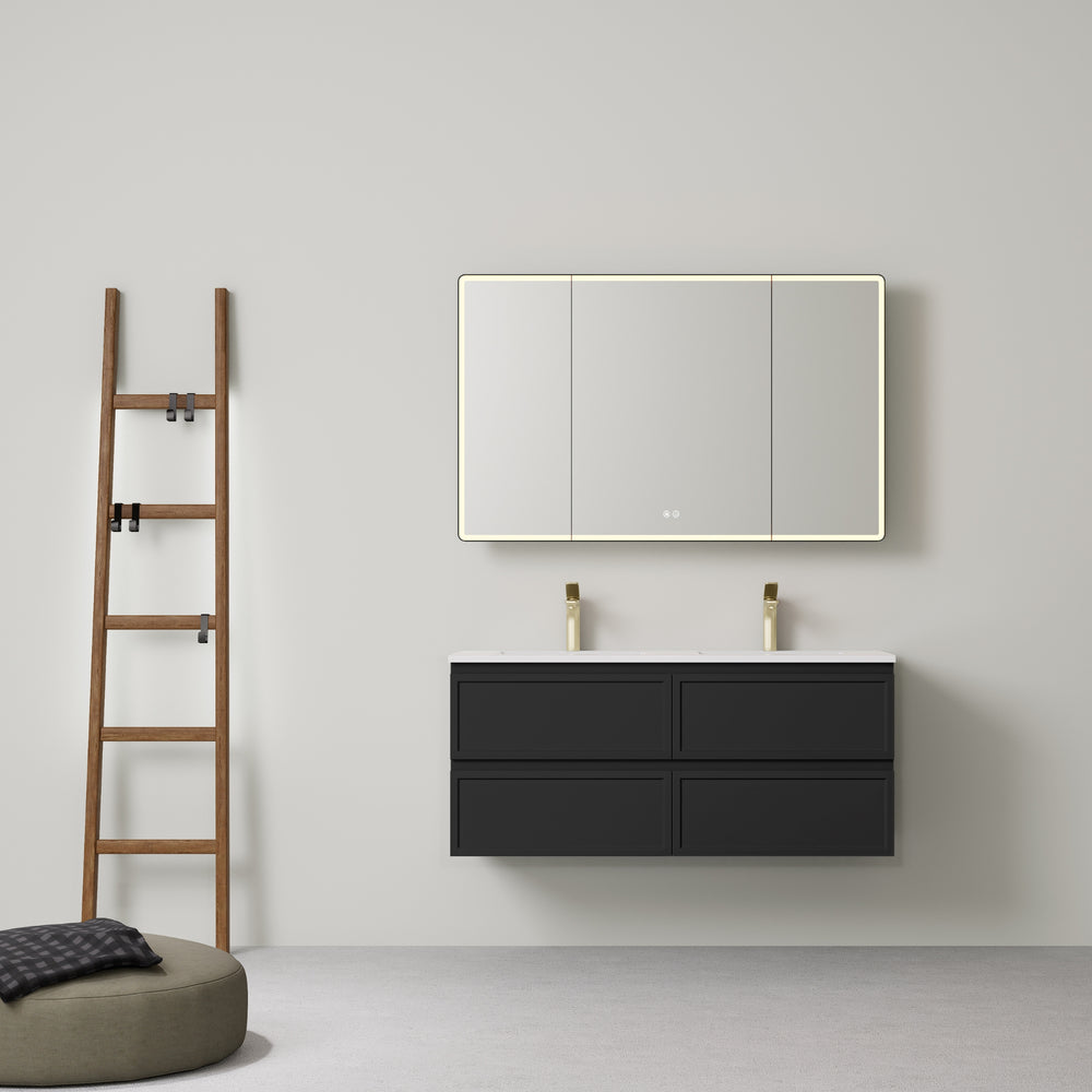 LUKKA HAMILTON MATTE BLACK 1200MM DOUBLE BOWL WALL HUNG VANITY