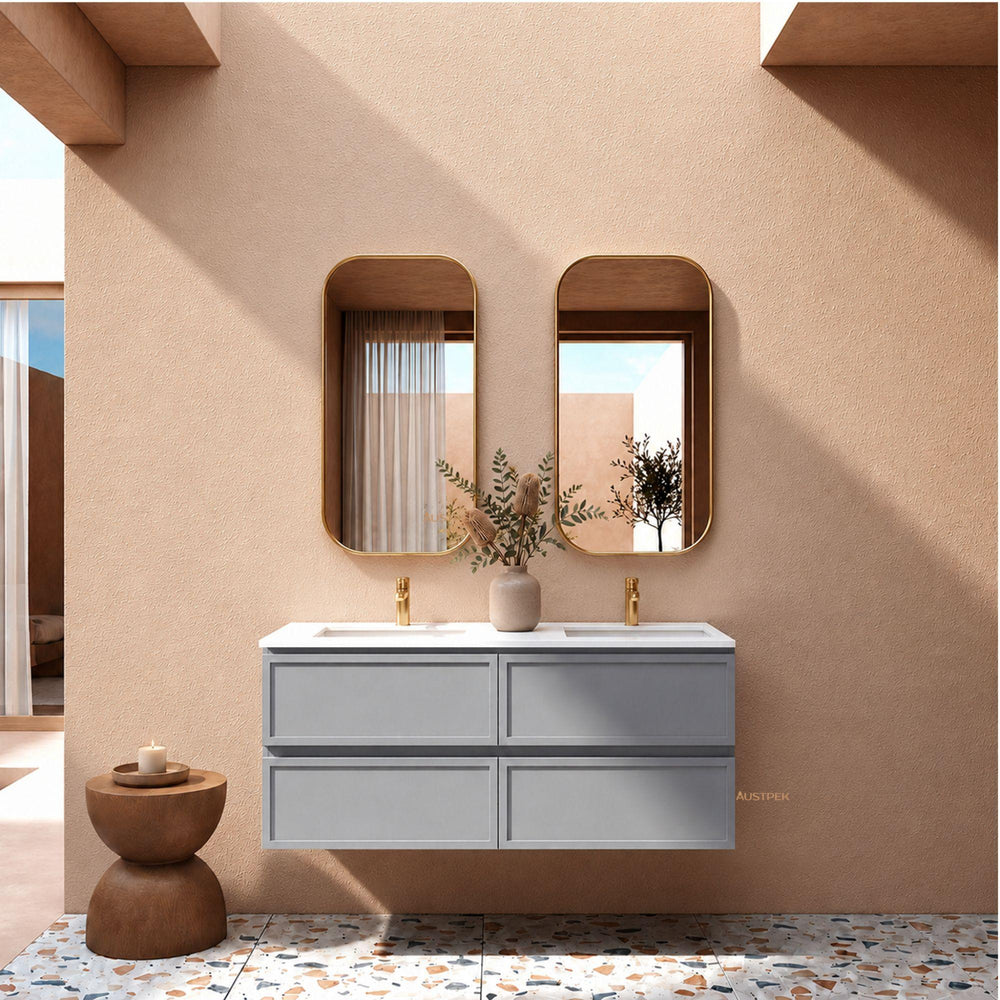 LUKKA HAMILTON MATTE GREY 1200MM DOUBLE BOWL WALL HUNG VANITY