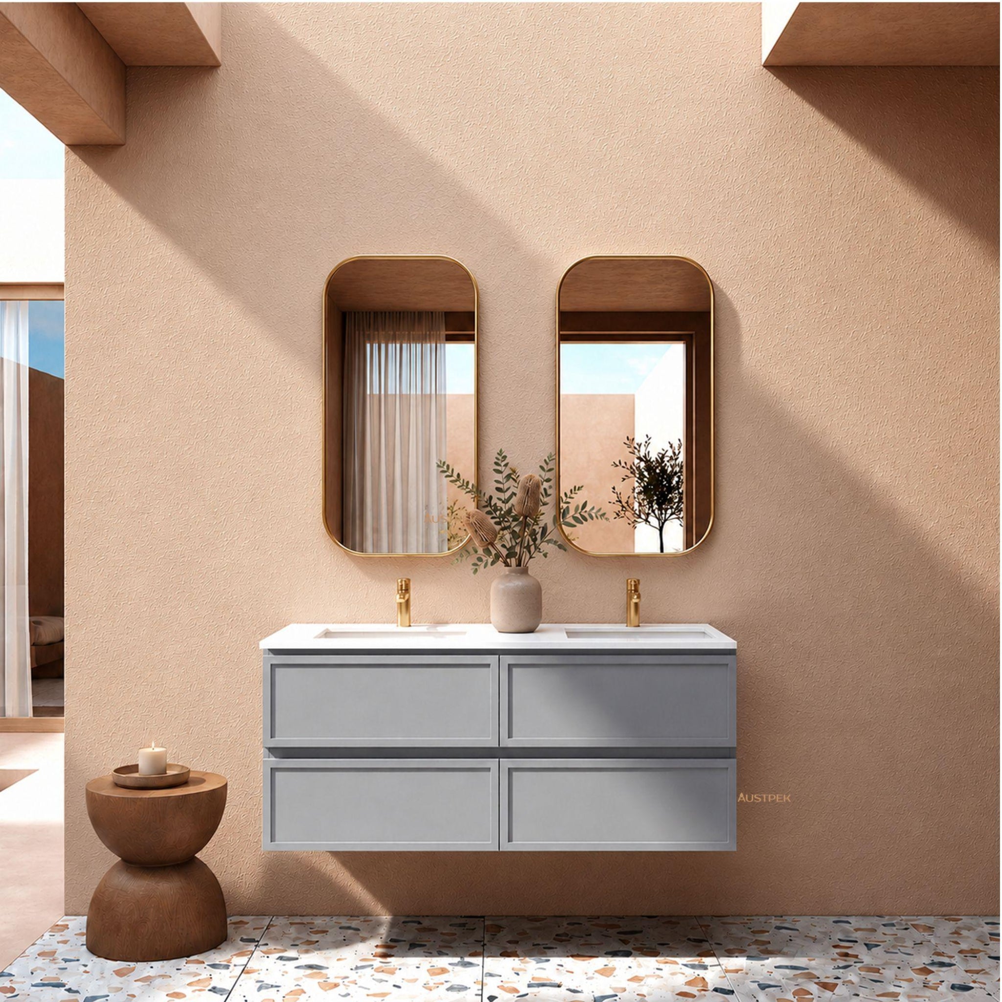 LUKKA HAMILTON MATTE GREY 1200MM DOUBLE BOWL WALL HUNG VANITY