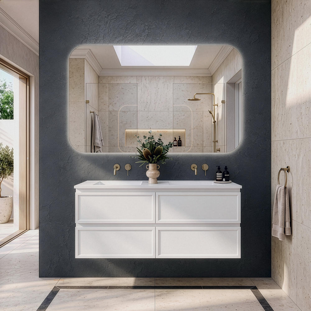 LUKKA HAMILTON MATTE WHITE 1200MM DOUBLE BOWL WALL HUNG VANITY