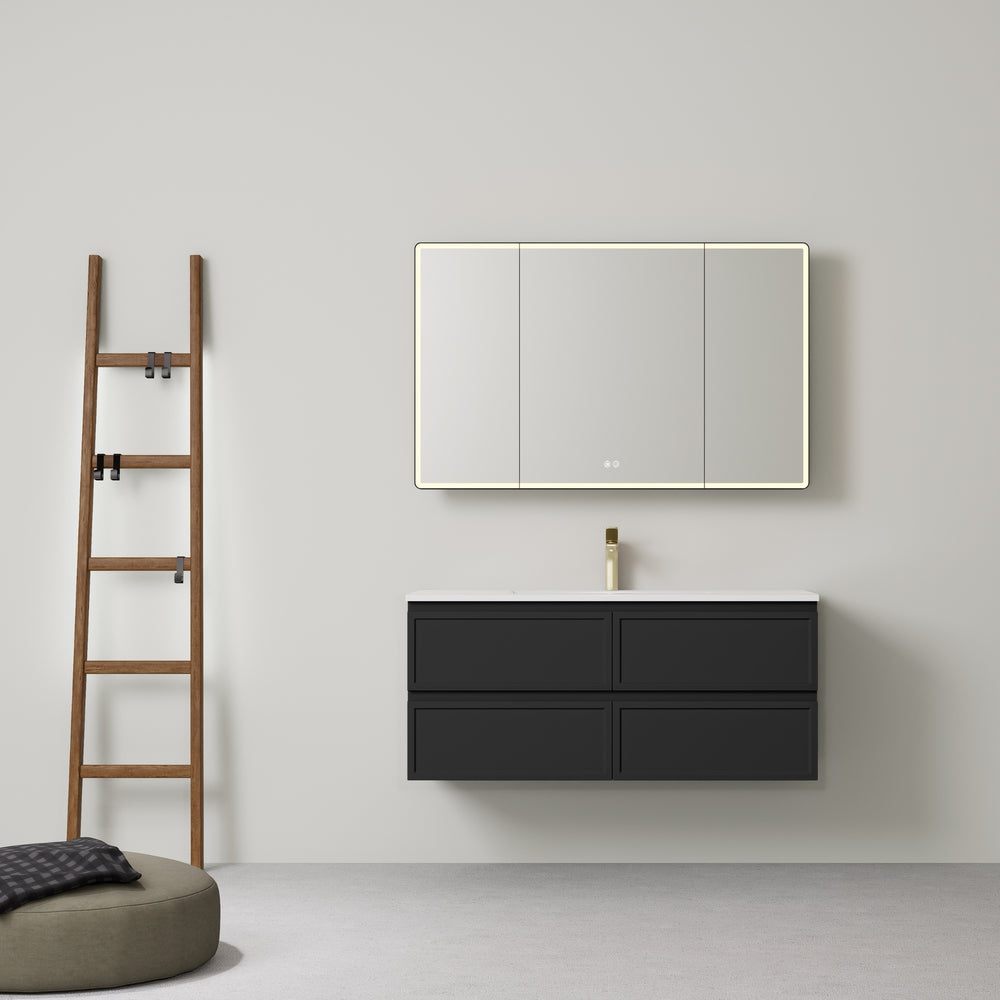 LUKKA HAMILTON MATTE BLACK 1200MM SINGLE BOWL WALL HUNG VANITY