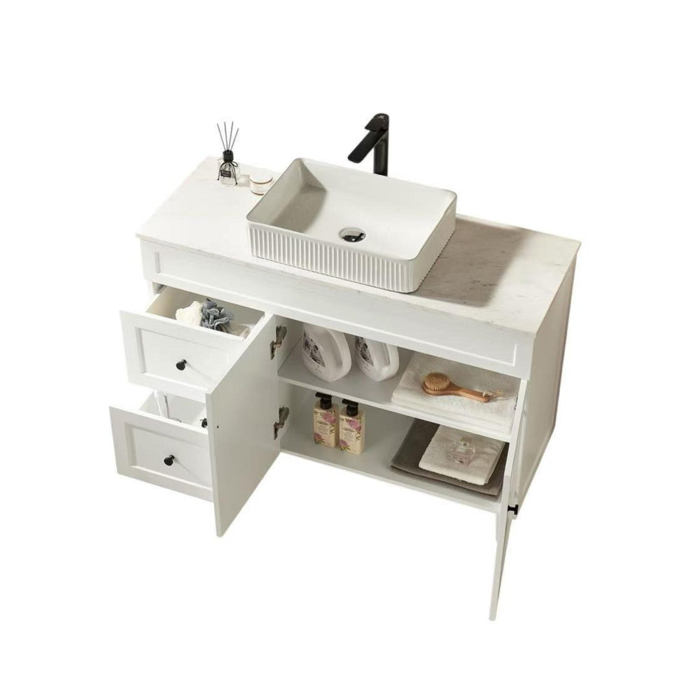 LUKKA HAROLD FEDERATION MATTE WHITE 1200MM SINGLE BOWL FLOOR STANDING VANITY (AVAILABLE IN LEFT AND RIGHT HAND DRAWER)