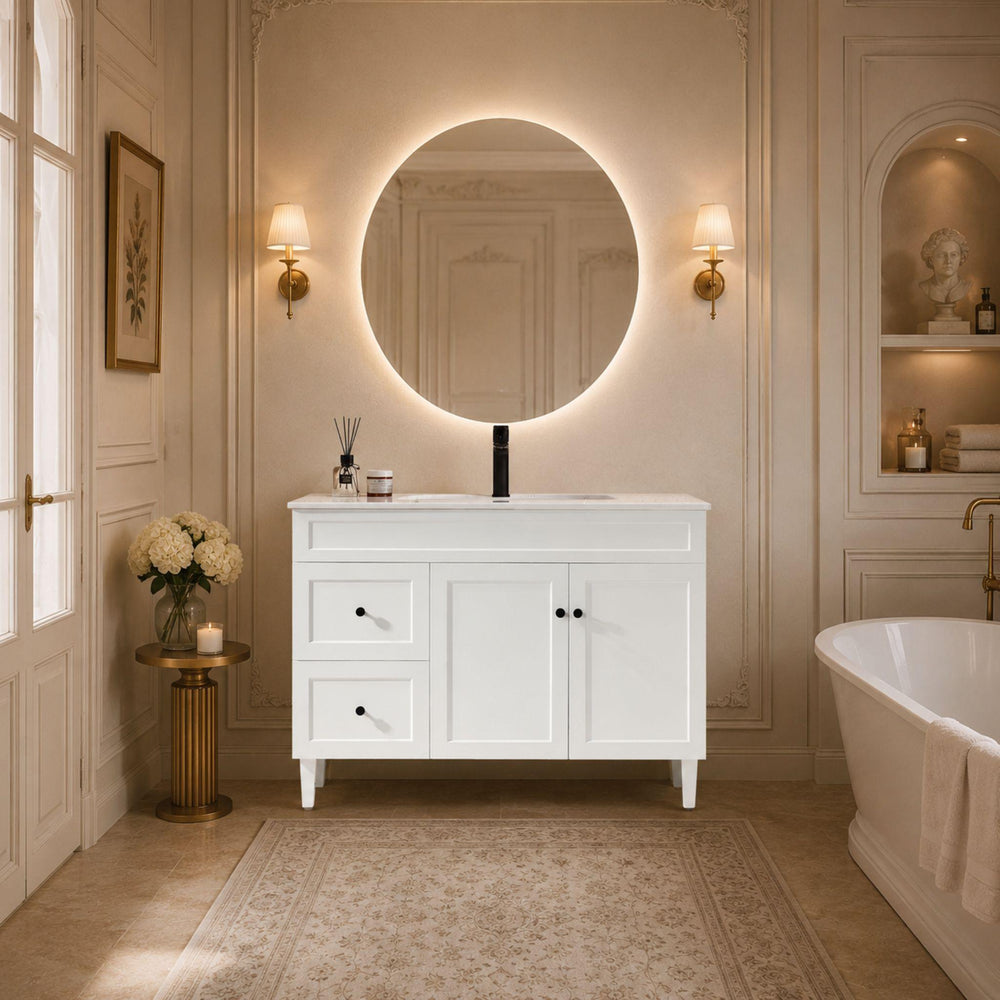 LUKKA HAROLD FEDERATION MATTE WHITE 1200MM SINGLE BOWL FLOOR STANDING VANITY (AVAILABLE IN LEFT AND RIGHT HAND DRAWER)