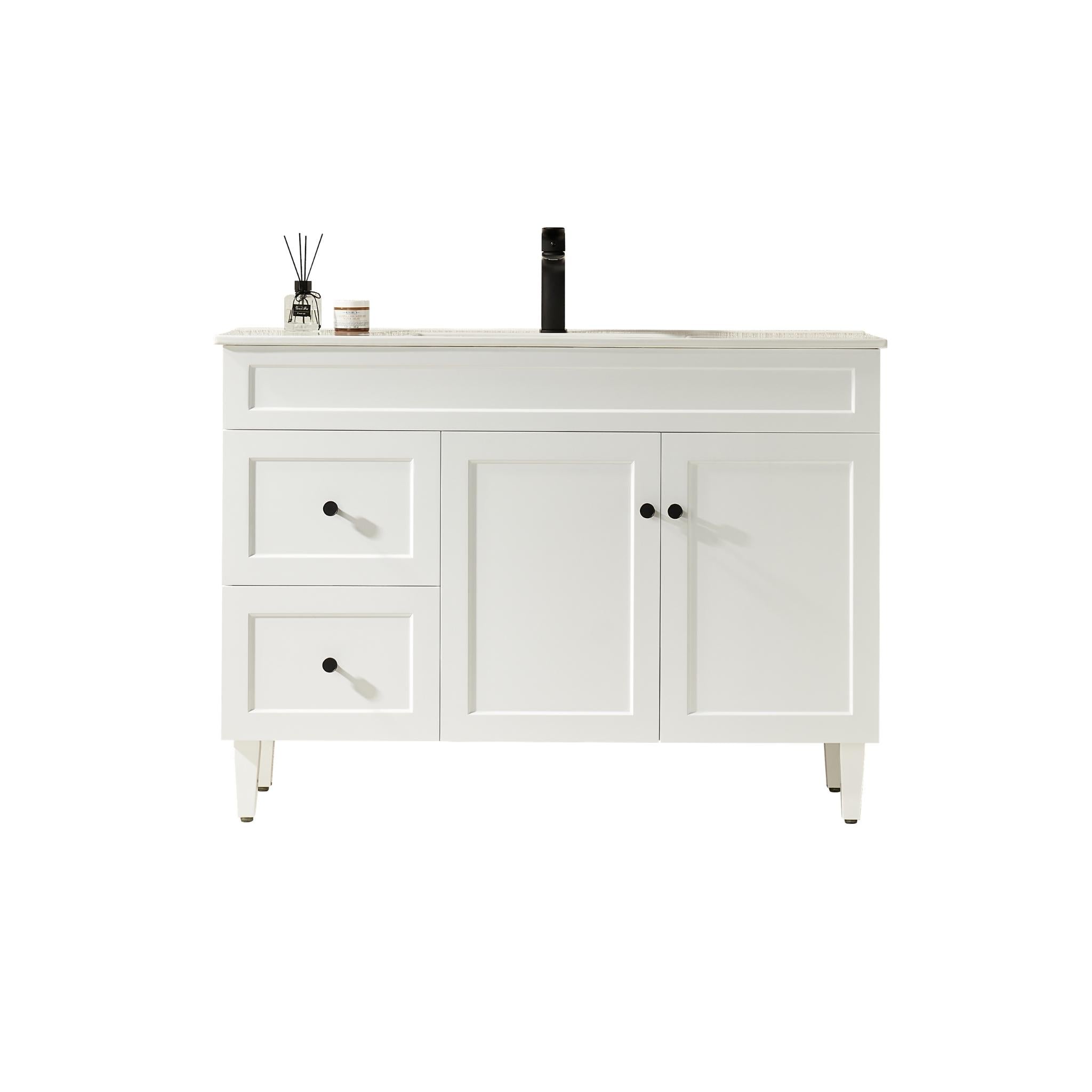 LUKKA HAROLD FEDERATION MATTE WHITE 1200MM SINGLE BOWL FLOOR STANDING VANITY (AVAILABLE IN LEFT AND RIGHT HAND DRAWER)