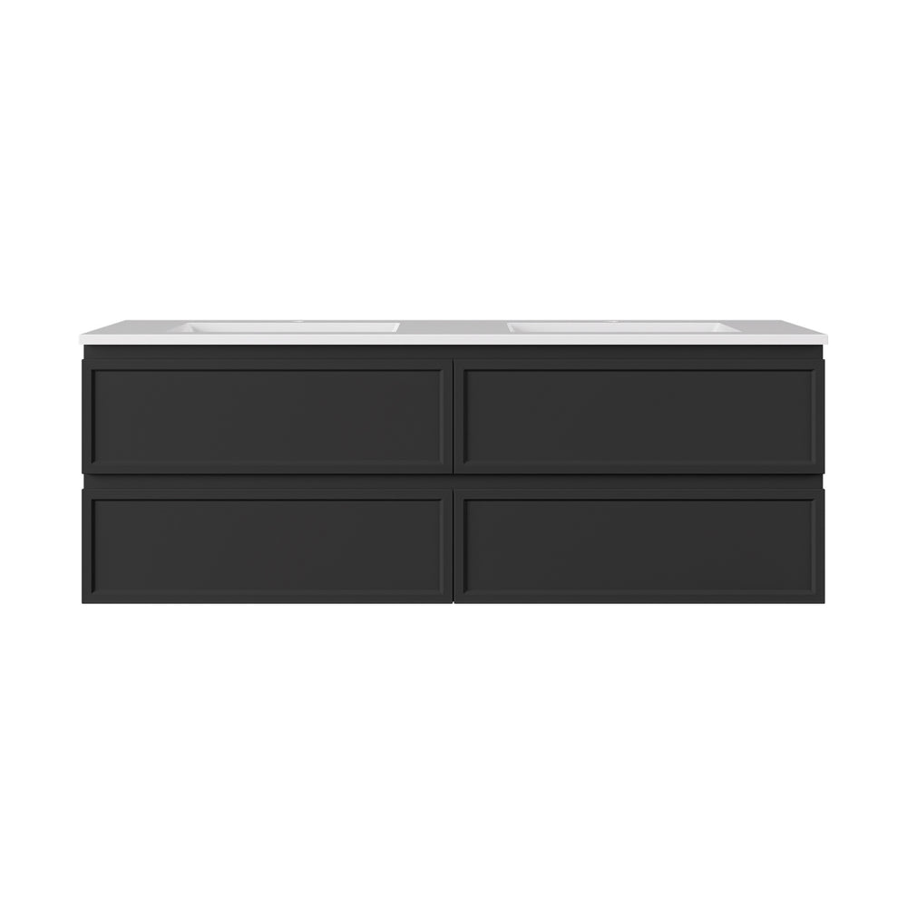 LUKKA HAMILTON MATTE BLACK 1500MM DOUBLE BOWL WALL HUNG VANITY