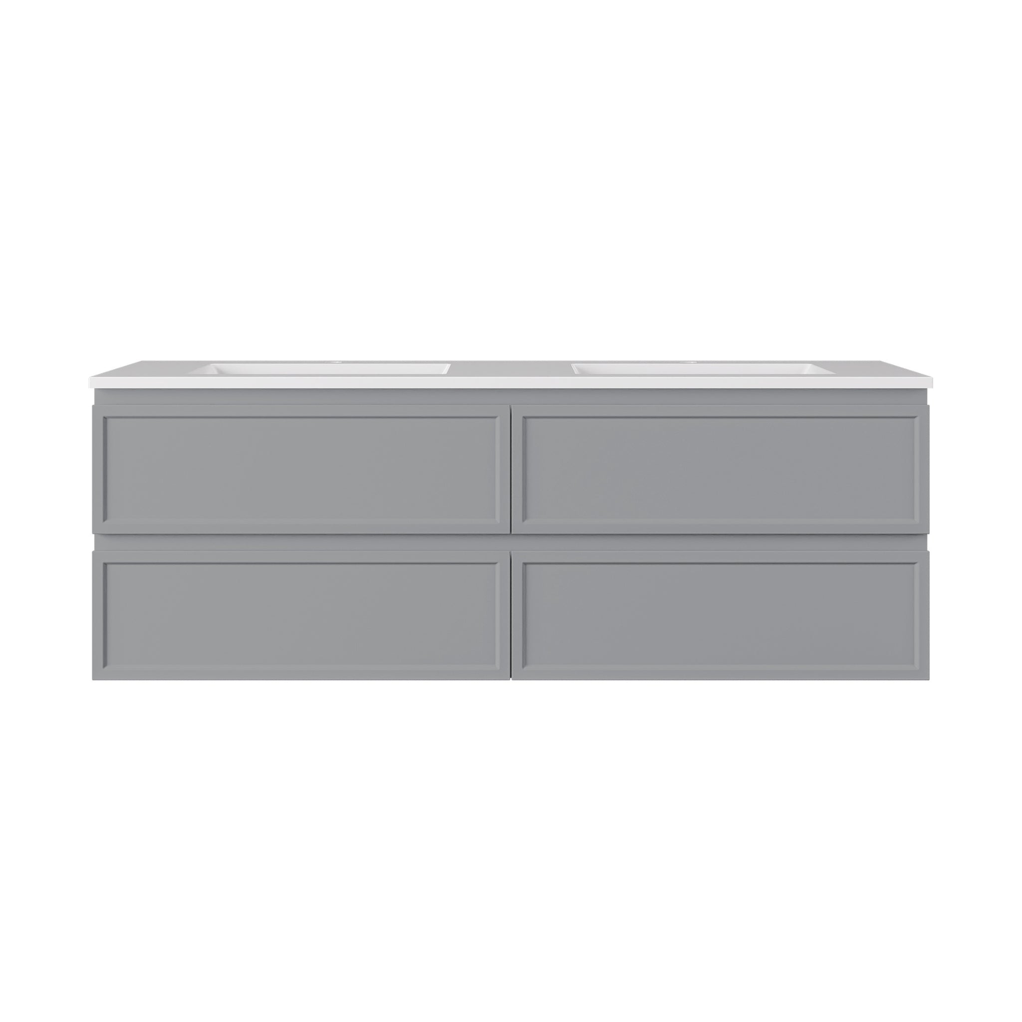 LUKKA HAMILTON MATTE GREY 1500MM DOUBLE BOWL WALL HUNG VANITY