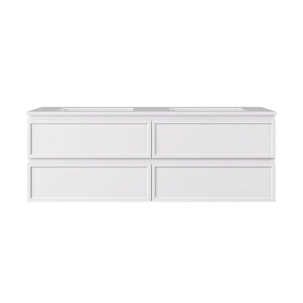 LUKKA HAMILTON MATTE WHITE 1500MM DOUBLE BOWL WALL HUNG VANITY