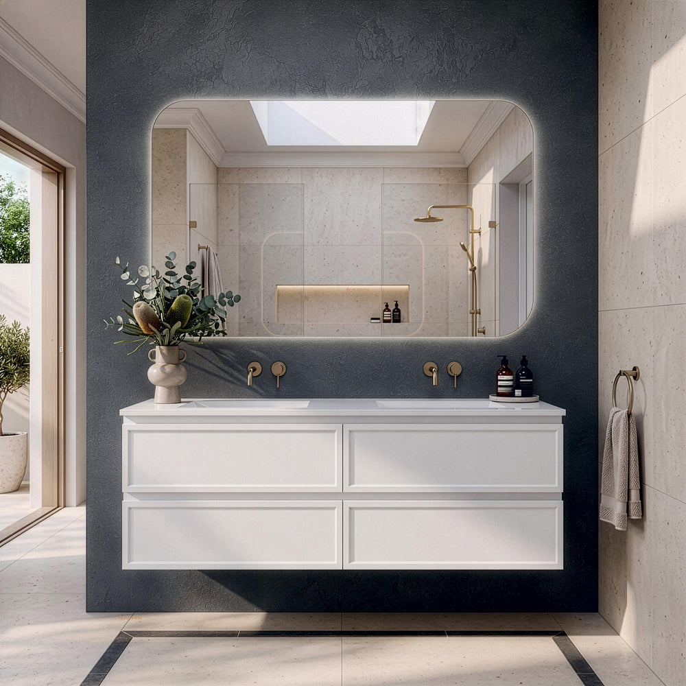 LUKKA HAMILTON MATTE WHITE 1500MM DOUBLE BOWL WALL HUNG VANITY