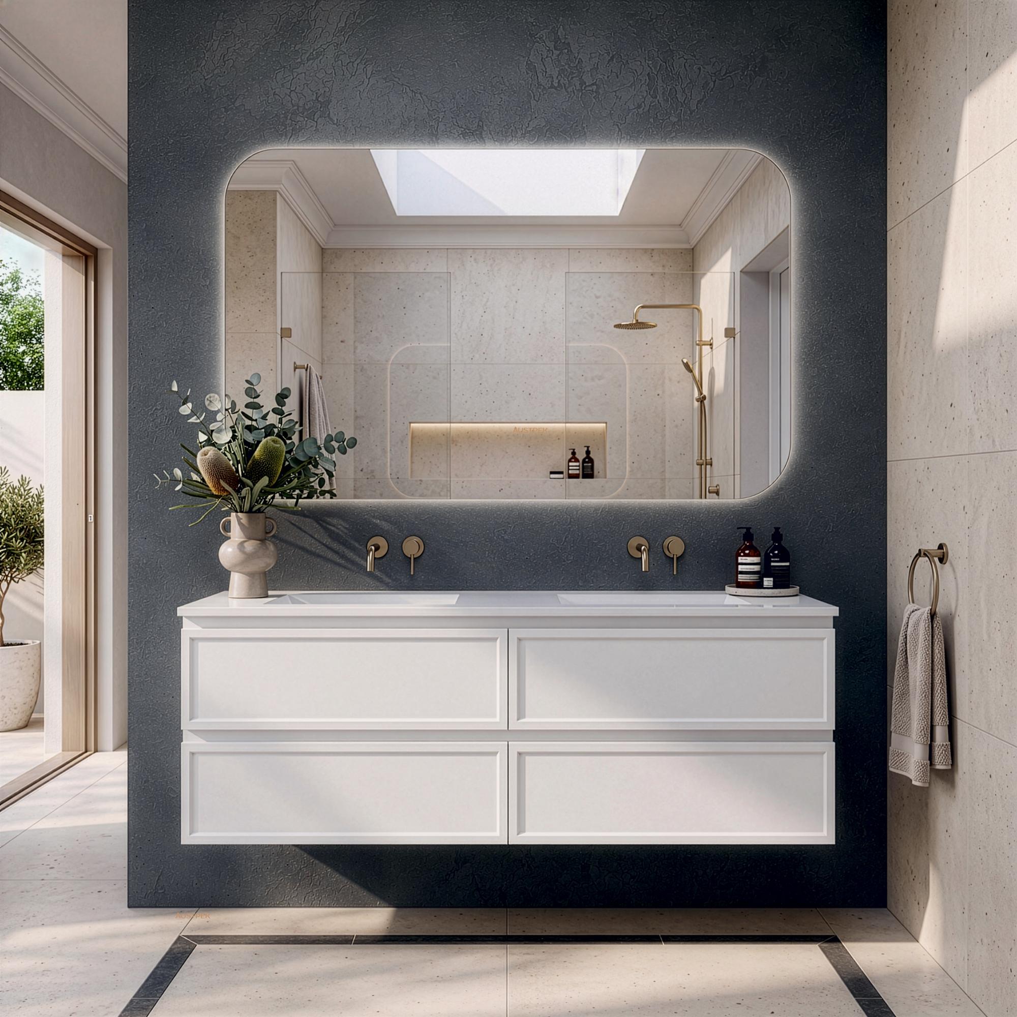 LUKKA HAMILTON MATTE WHITE 1500MM DOUBLE BOWL WALL HUNG VANITY