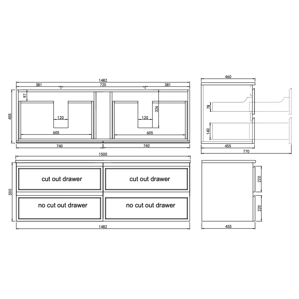 LUKKA HAMILTON MATTE WHITE 1500MM SINGLE BOWL WALL HUNG VANITY