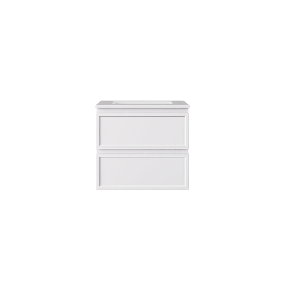 LUKKA HAMILTON MATTE WHITE 600MM SINGLE BOWL WALL HUNG VANITY