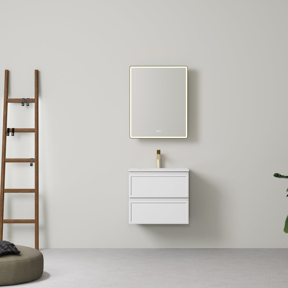 LUKKA HAMILTON MATTE WHITE 600MM SINGLE BOWL WALL HUNG VANITY