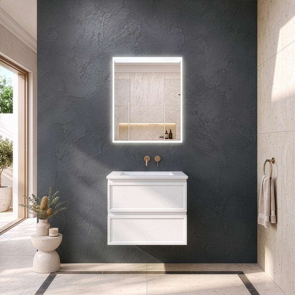 LUKKA HAMILTON MATTE WHITE 600MM SINGLE BOWL WALL HUNG VANITY