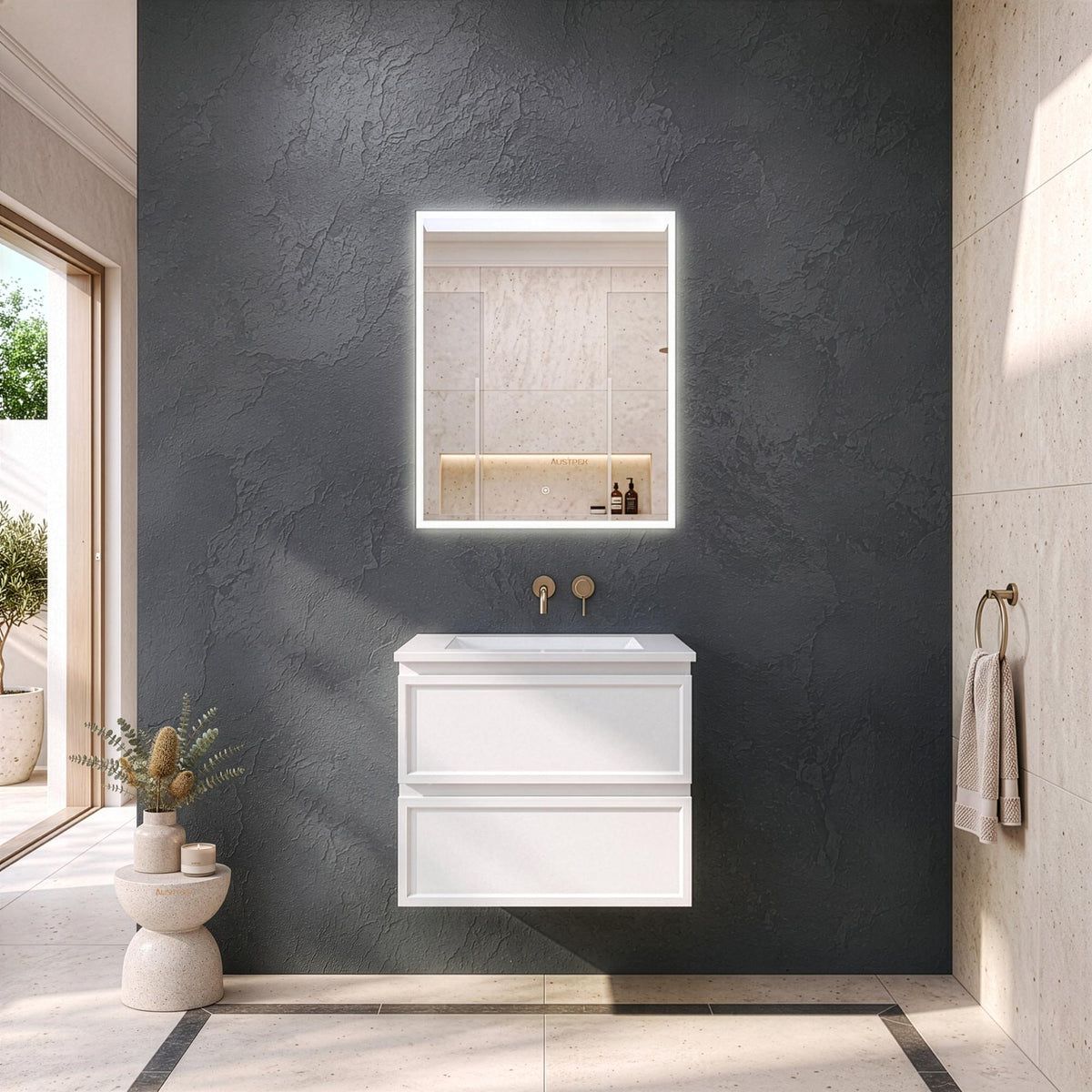 LUKKA HAMILTON MATTE WHITE 600MM SINGLE BOWL WALL HUNG VANITY