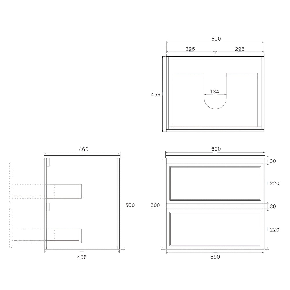 LUKKA HAMILTON MATTE WHITE 600MM SINGLE BOWL WALL HUNG VANITY